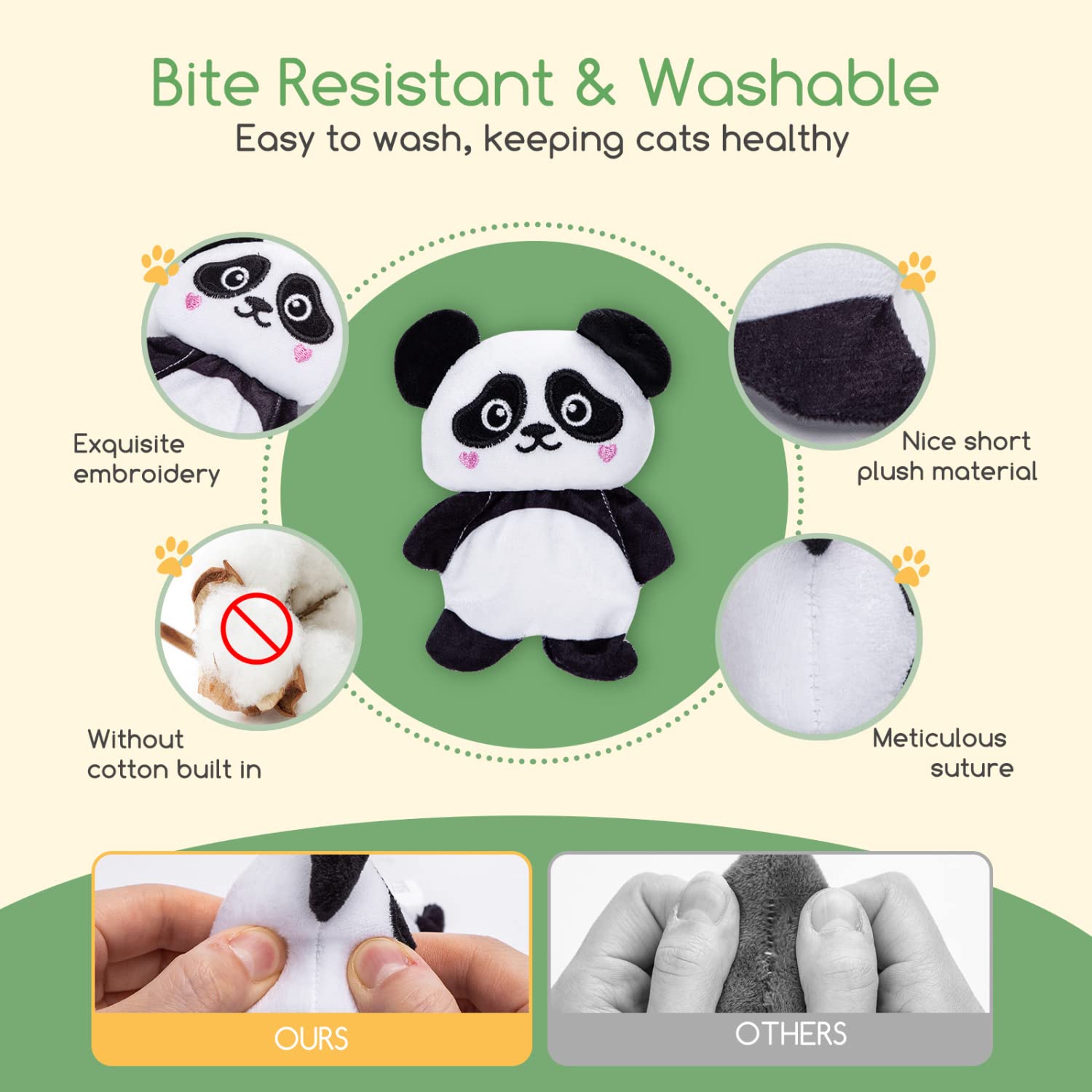 Nobleza Catnip Toys, 5Pcs Cat Chew Toys For Indoor Cats Clearance, Cute Animal Shapes Plush Kitty Teething Play With Crinkle Pap