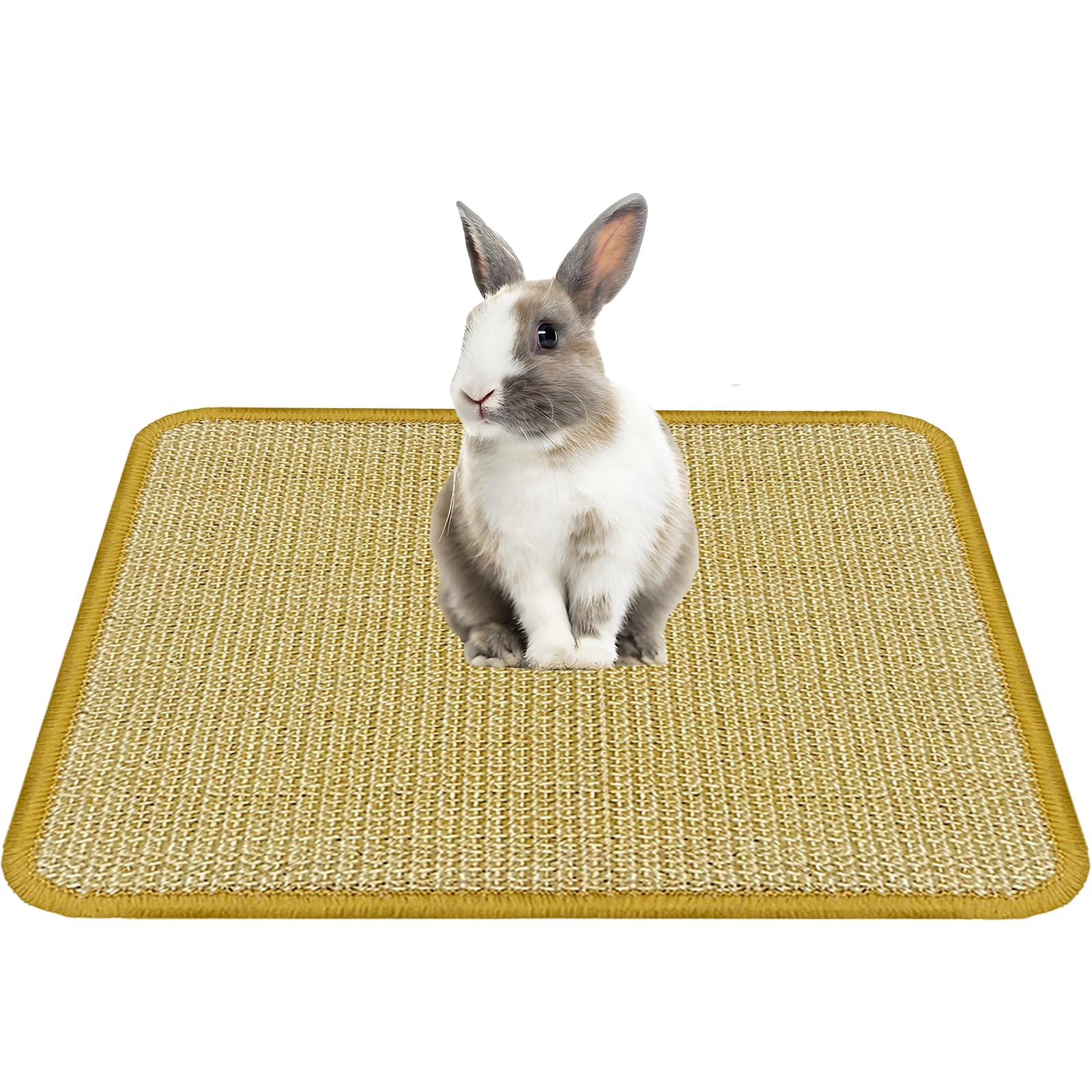 DYAUS Bunny Scratch Pad, Natural Sisal Rabbit Scratching Mat for Claws and Teeth Care, Indoor Bunny Chew Toys Bunny Bed for Biti