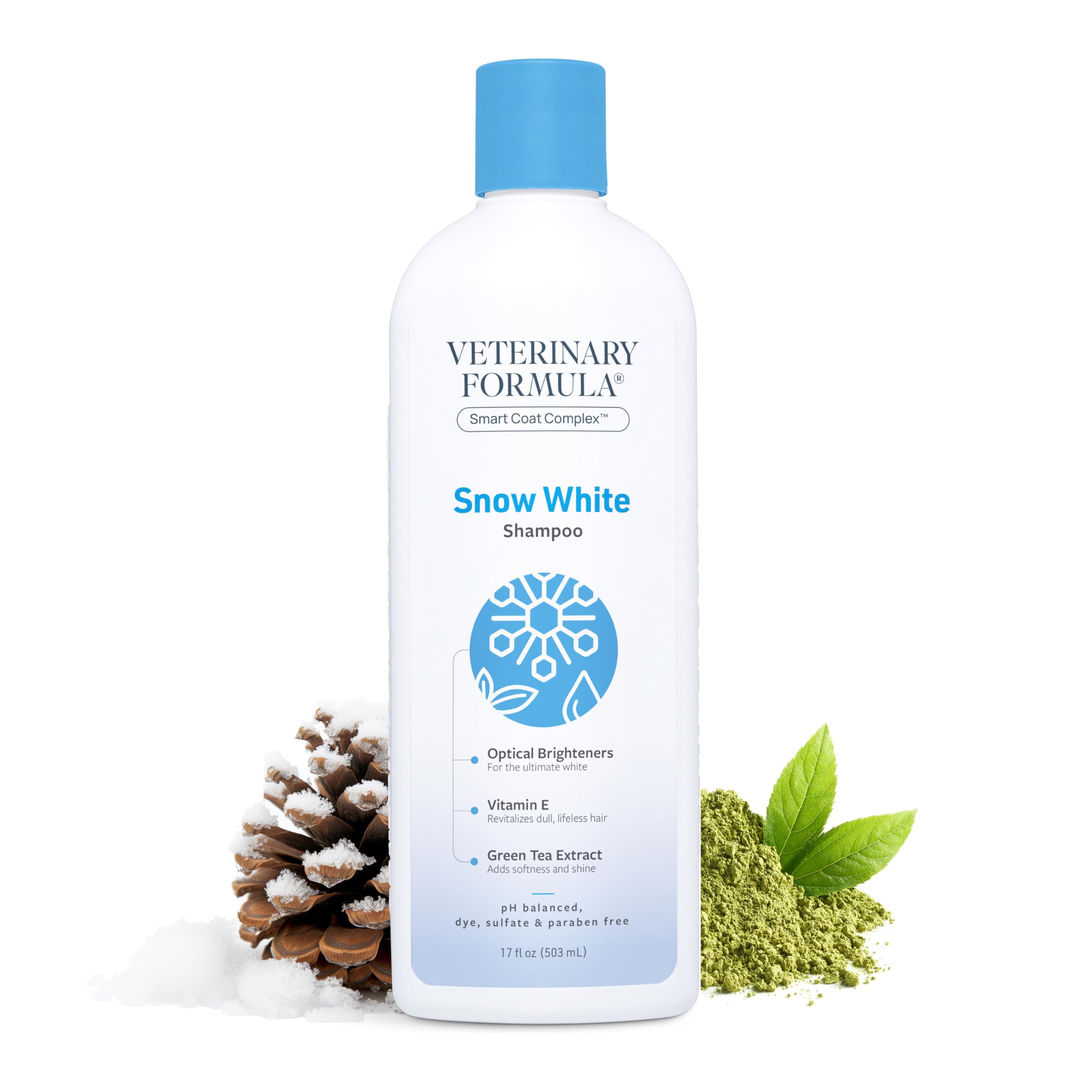 Veterinary Formula Smart Coat Complex Snow White Shampoo for Dogs and Cats, 17 Fl oz - Gently Remove Stains and Yellowing Withou