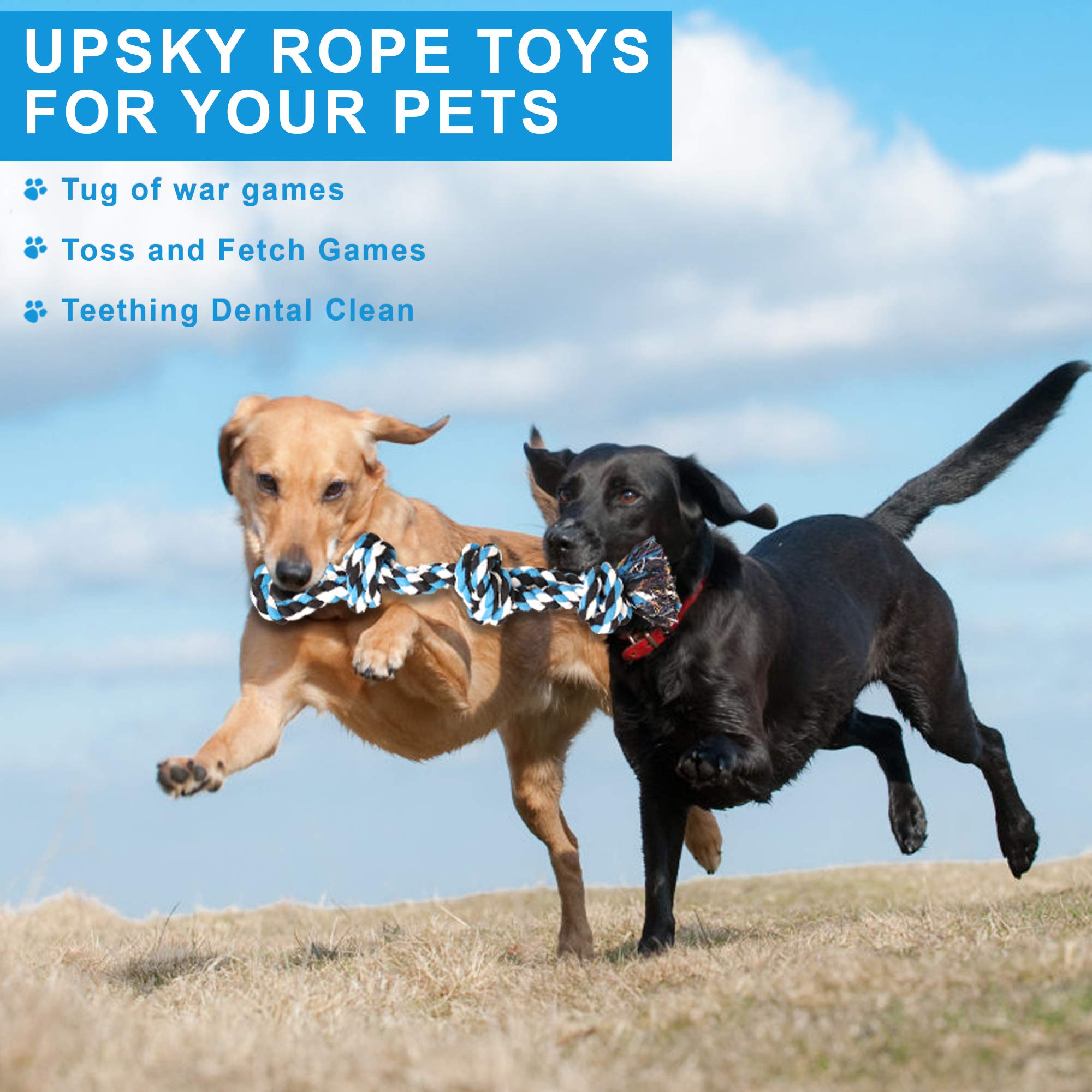 Upsky Dog Rope Toys Dog Grinding Teeth 2 Nearly Indestructible Dog Toys, Rope Toy For Large Dogs, Dental Cleaning Chew Toys, Dog Tug Toy For Boredom, Dog Rope Toy For Aggressive Chewers (2 Packs)