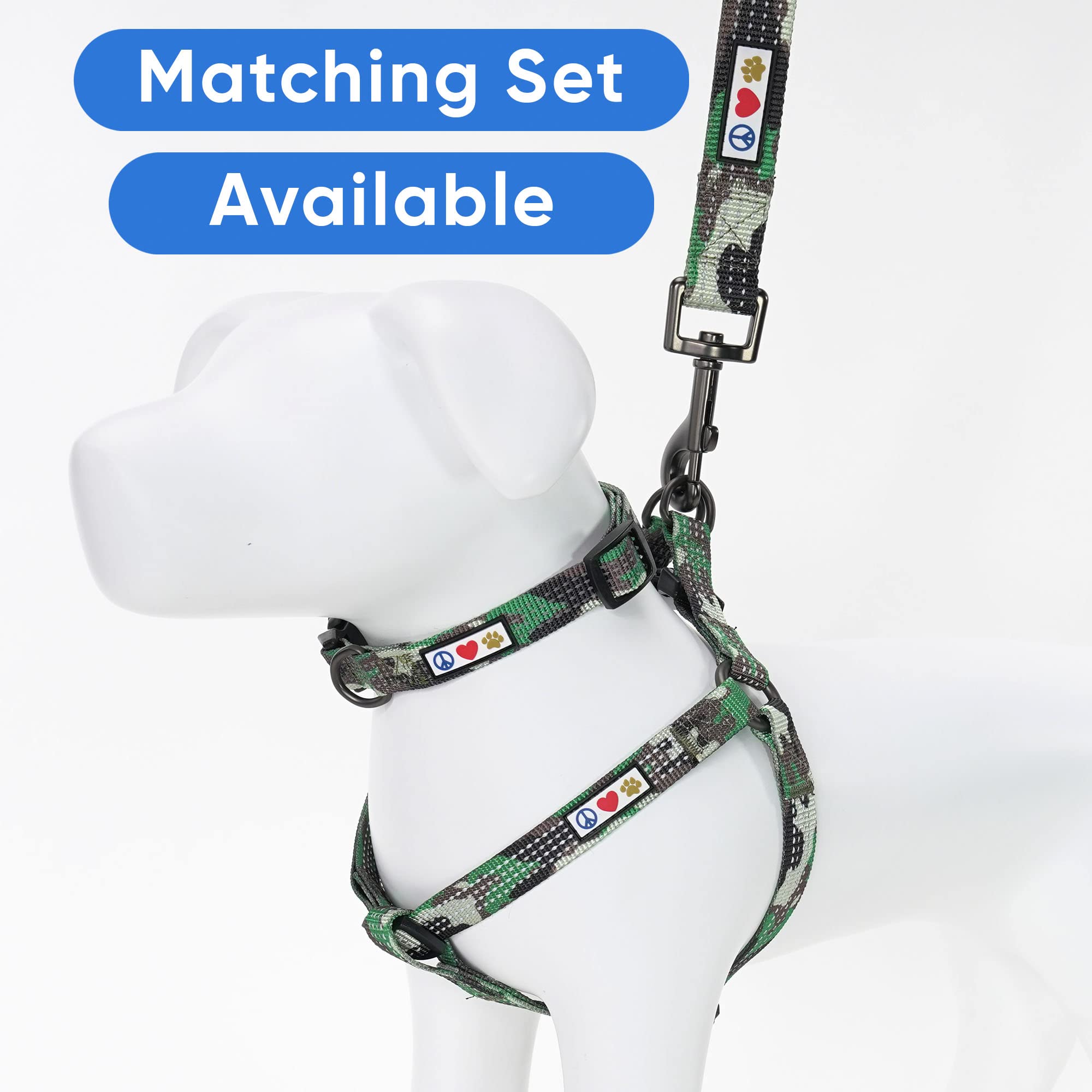 Pawtitas Reflective Dog Collar With Stitching Reflective Thread | Reflective Dog Collar With Buckle Adjustable And Better Training Great Collar For Small Dogs - Green Camo Collar