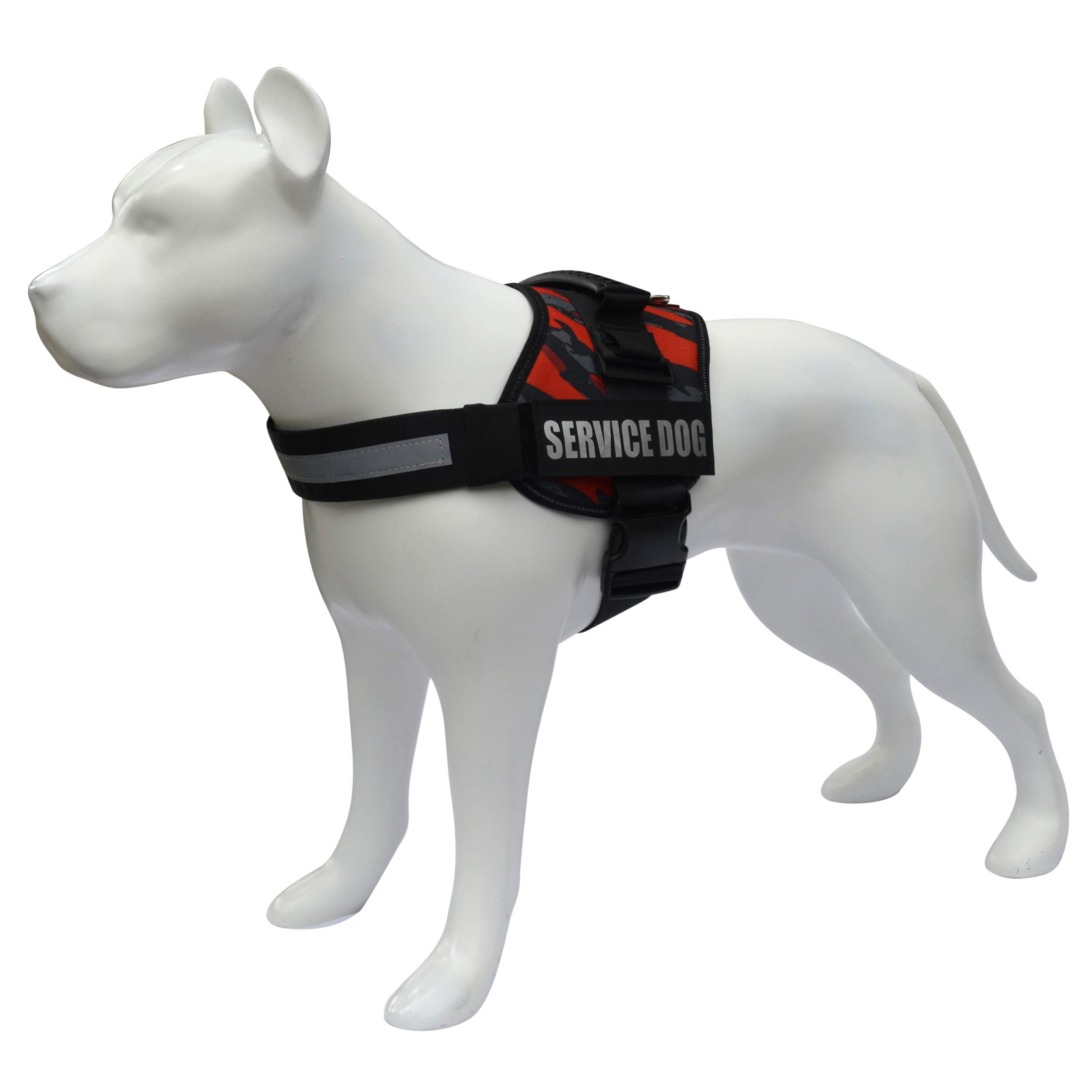 Albcorp Service Dog Vest Harness - Reflective - Woven Polyester And Nylon, Comfy Mesh Padding - Sizes From Xxs To Xl - Service Dog Patches Included. Red Camo, Large
