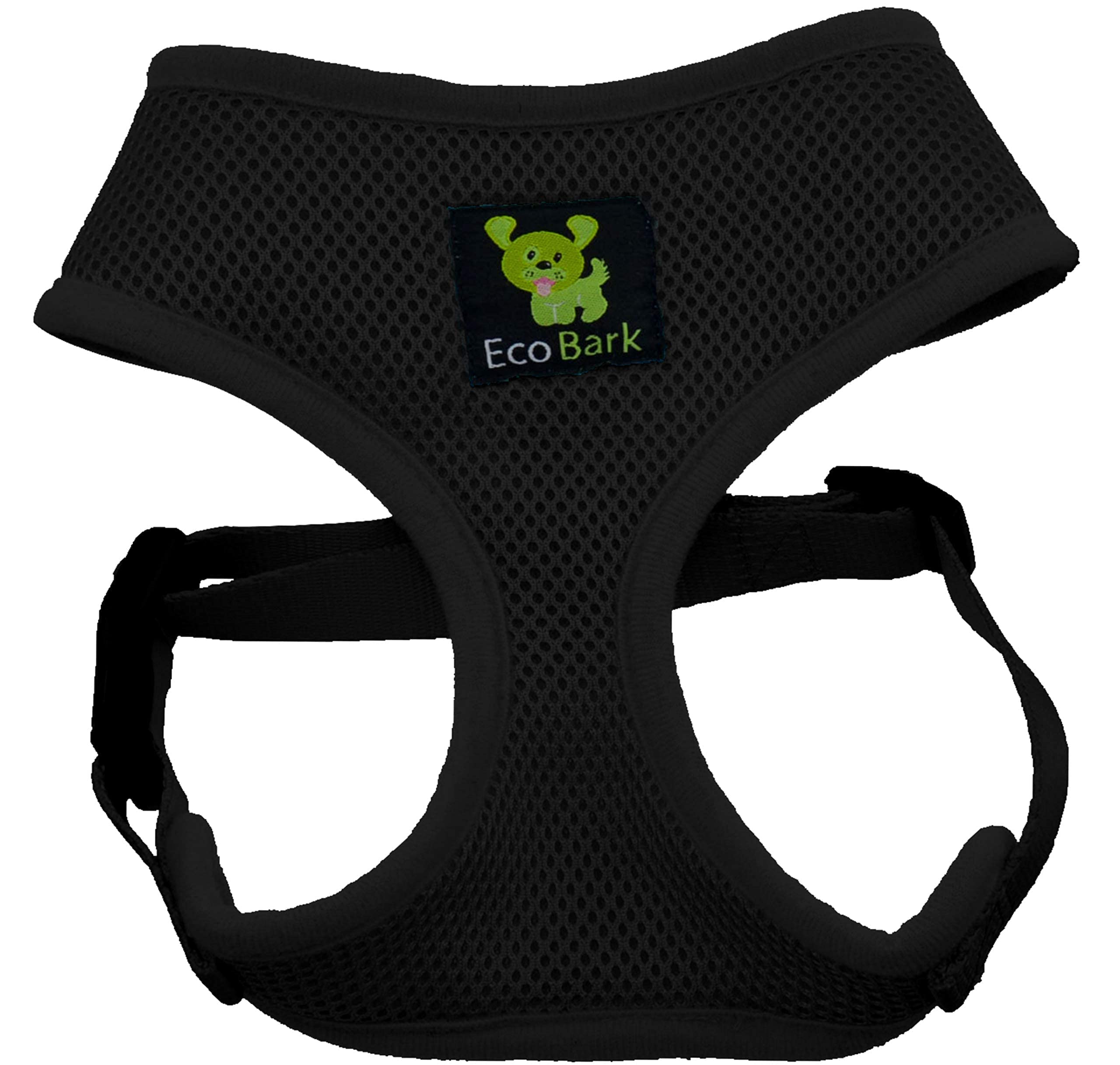 Ecobark Dog Harness - Eco-Friendly Max Comfort Harnesses - Luxurious Soft Mesh Halter - Over The Head Harness Vest- No Pull And No Choke For Puppy, Small Breeds & Medium Dogs (Large, Black)