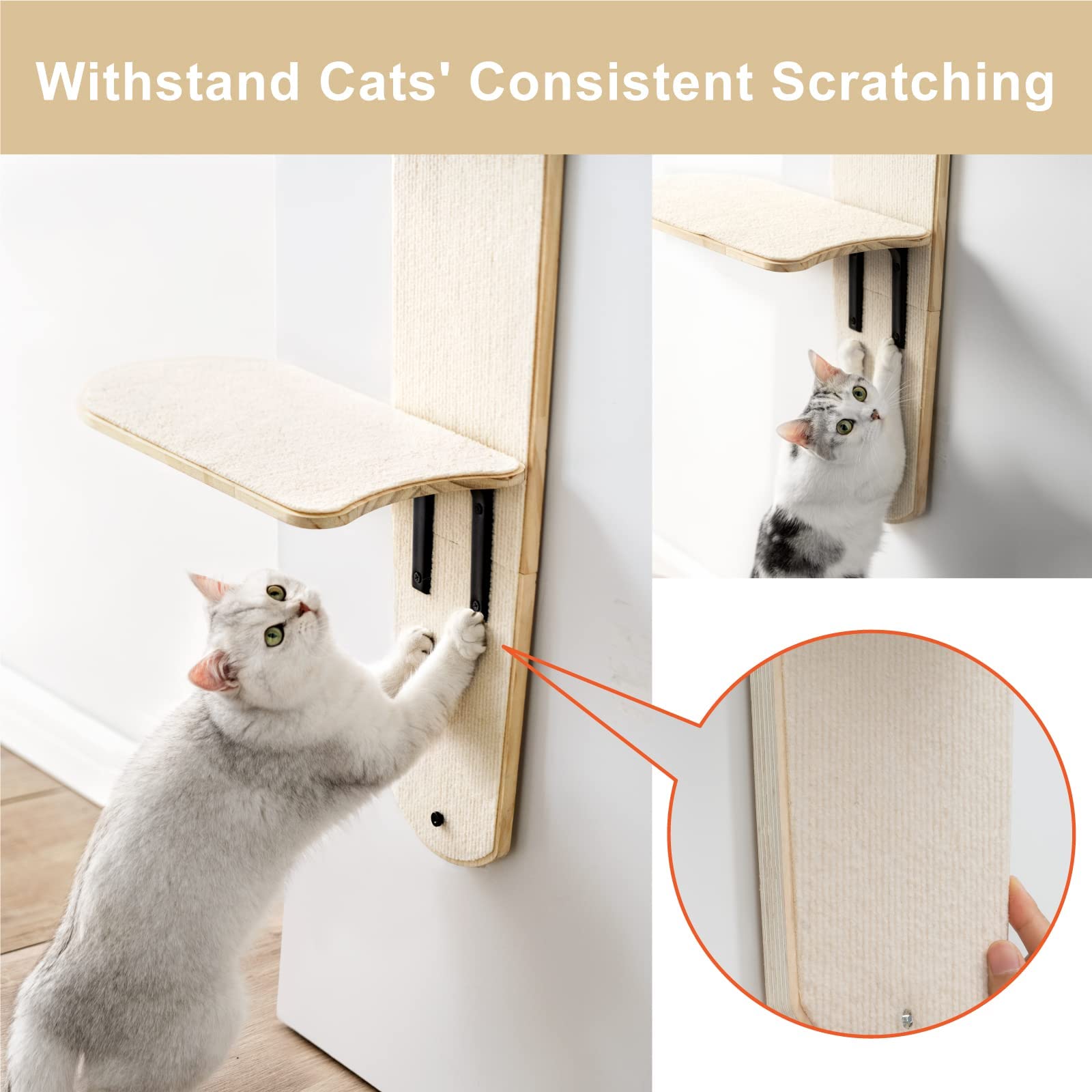 Mewoofun 4-Levels Door Hanging Cat Climber Door Mounted Vertical Cat Tree Tower With Carpeted Plank For Indoor Cats (Door Mounte