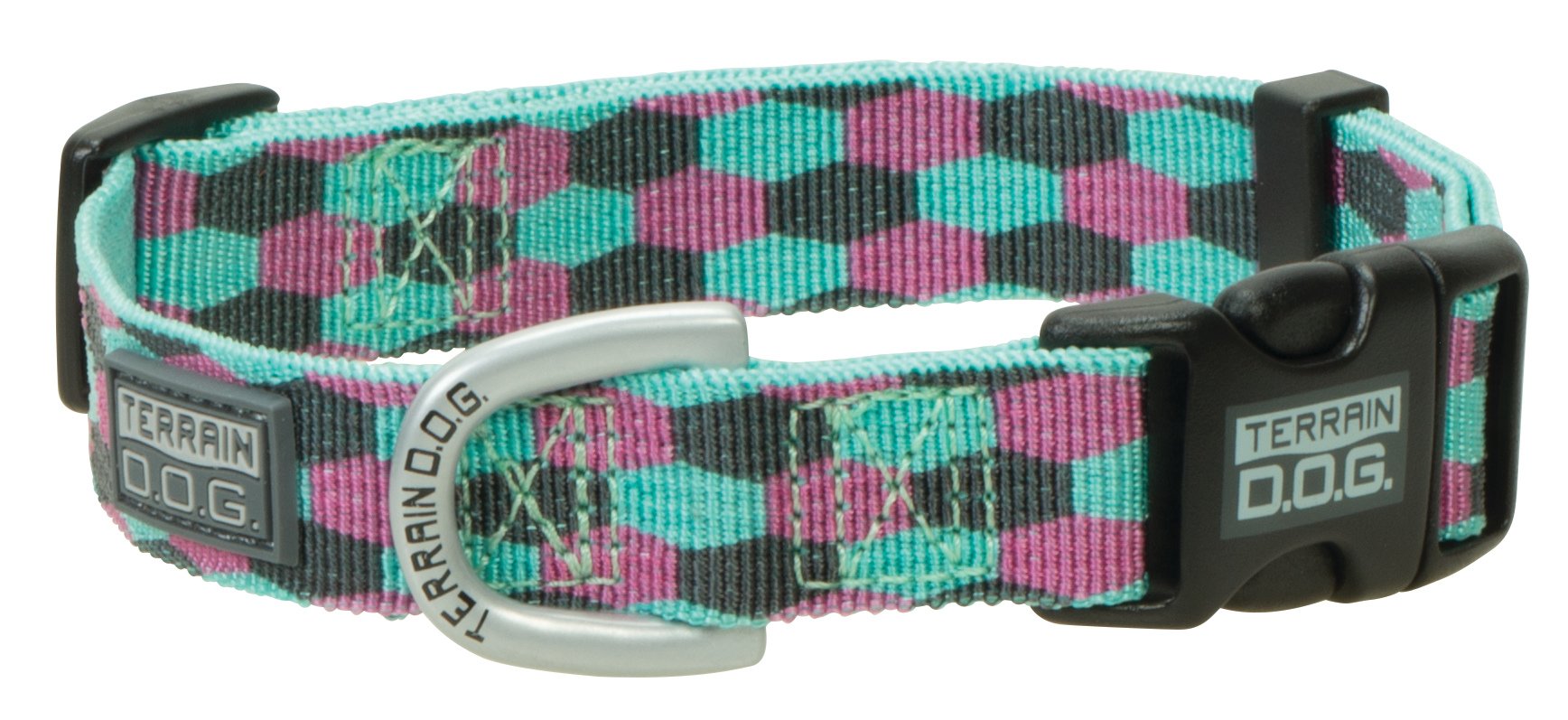 Terrain D.O.G. Patterned Snap-N-Go Collar, 3/4' X 13'-19'/Medium, Mint/Pink/Gray Honeycomb
