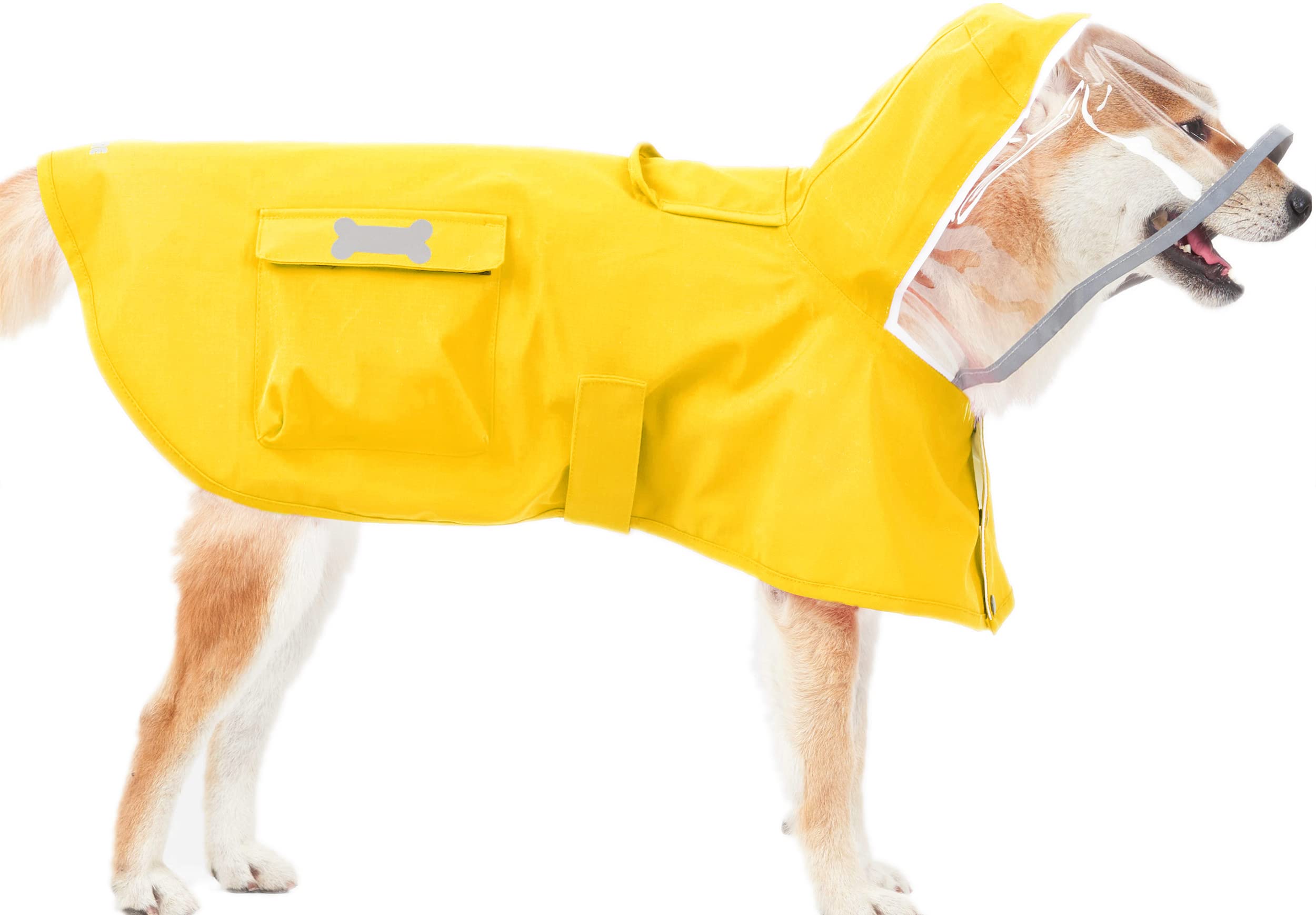 Dog Waterproof Raincoat With Poncho Hoodie, High Reflective Adjustable Yellow Pet Rain Jacket With Leash Hole For Small Medium And Large Dogs (Yellow, Large)