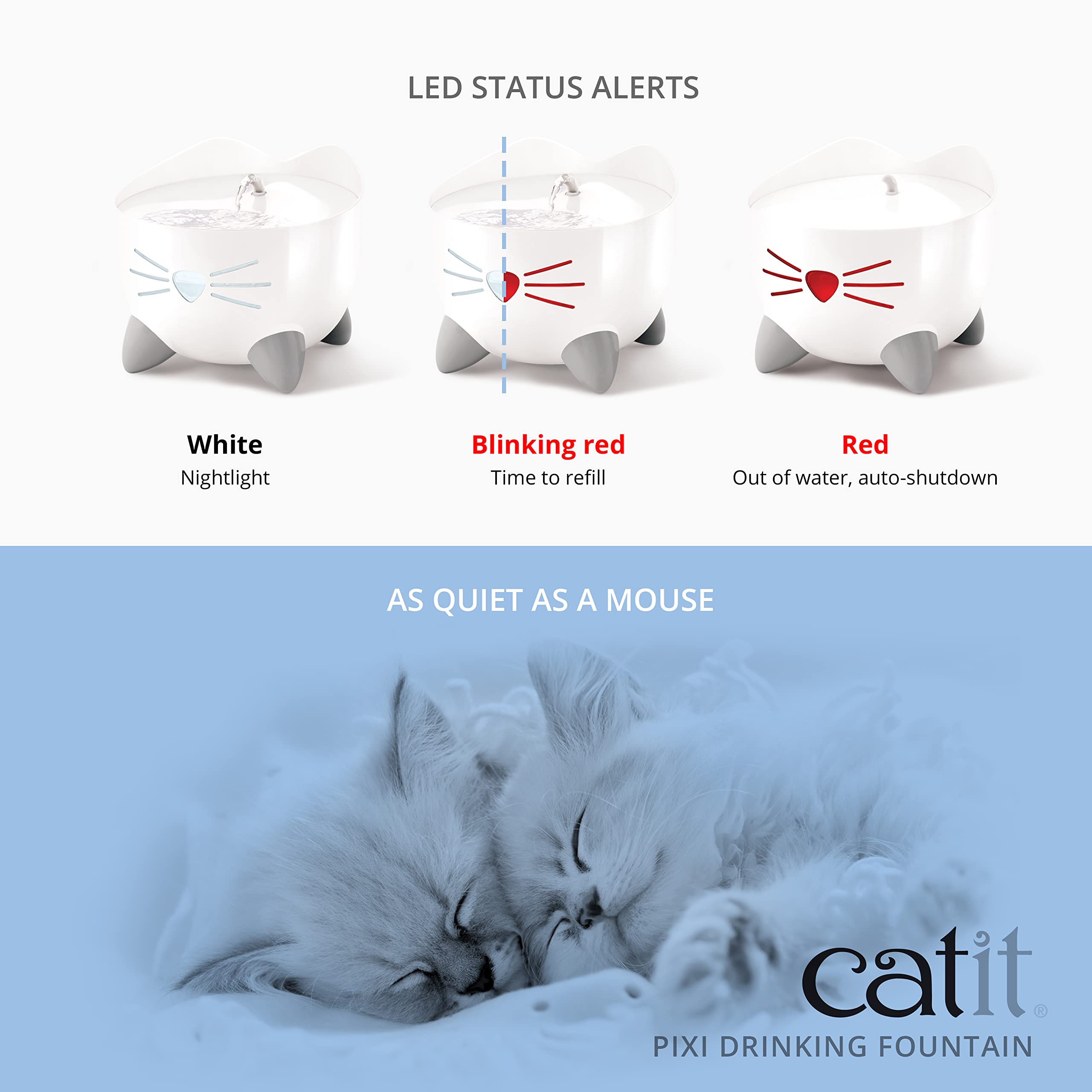 Catit Pixi Drinking Fountain – Cat Water Fountain With Triple Filter And Ergonomic Drinking Options, Green