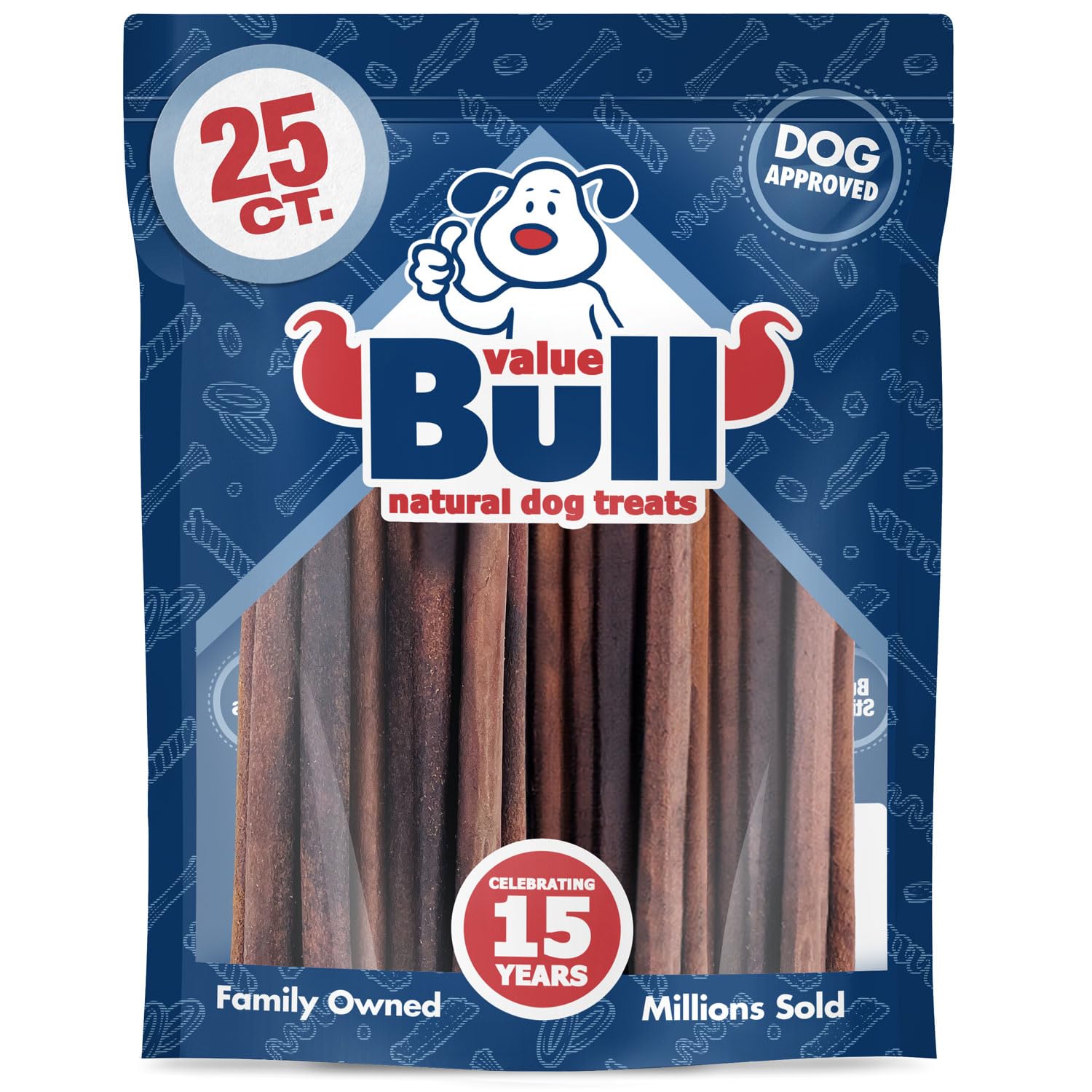 ValueBull Collagen Sticks for Small Dogs, 12 Inch Thin Chews, Natural Dog Treats, 25 Count - Supports Joints, Skin & Coat with C