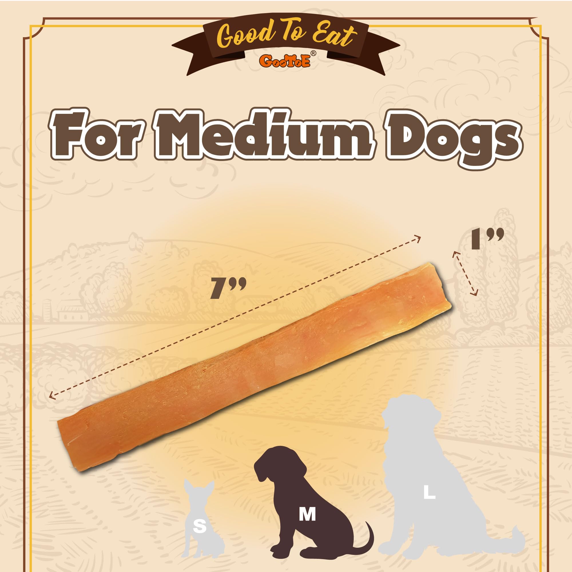 Gootoe Turkey Tendon Dog Treats, Sliced (M) 3oz, 100% USA-Sourced Turkey, Natural Snack, Premium Puppy Chews, Hypoallergenic, Ra