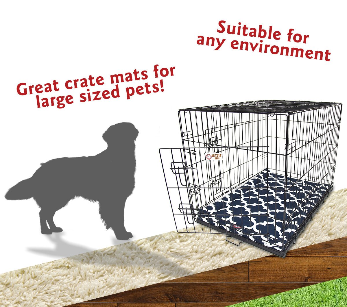 42'' Trellis Navy Blue Crate Dog Bed Mat By Majestic Pet Products