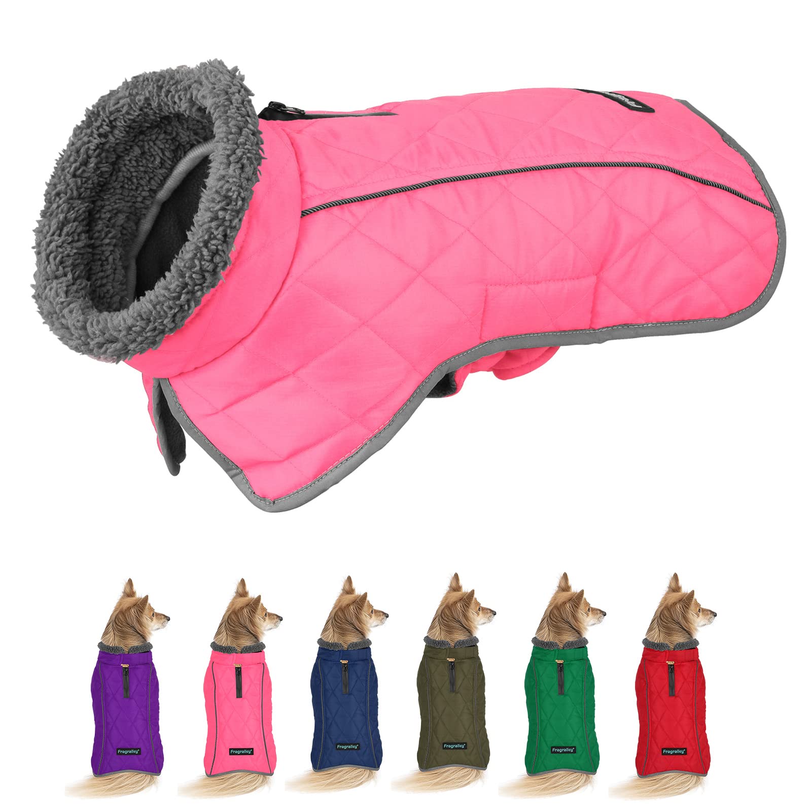 Fragralley Winter Coat Jacket, Windproof & Waterproof, Adjustable Dog Jacket, Turtleneck Clothes, Fleece Doggie Vest