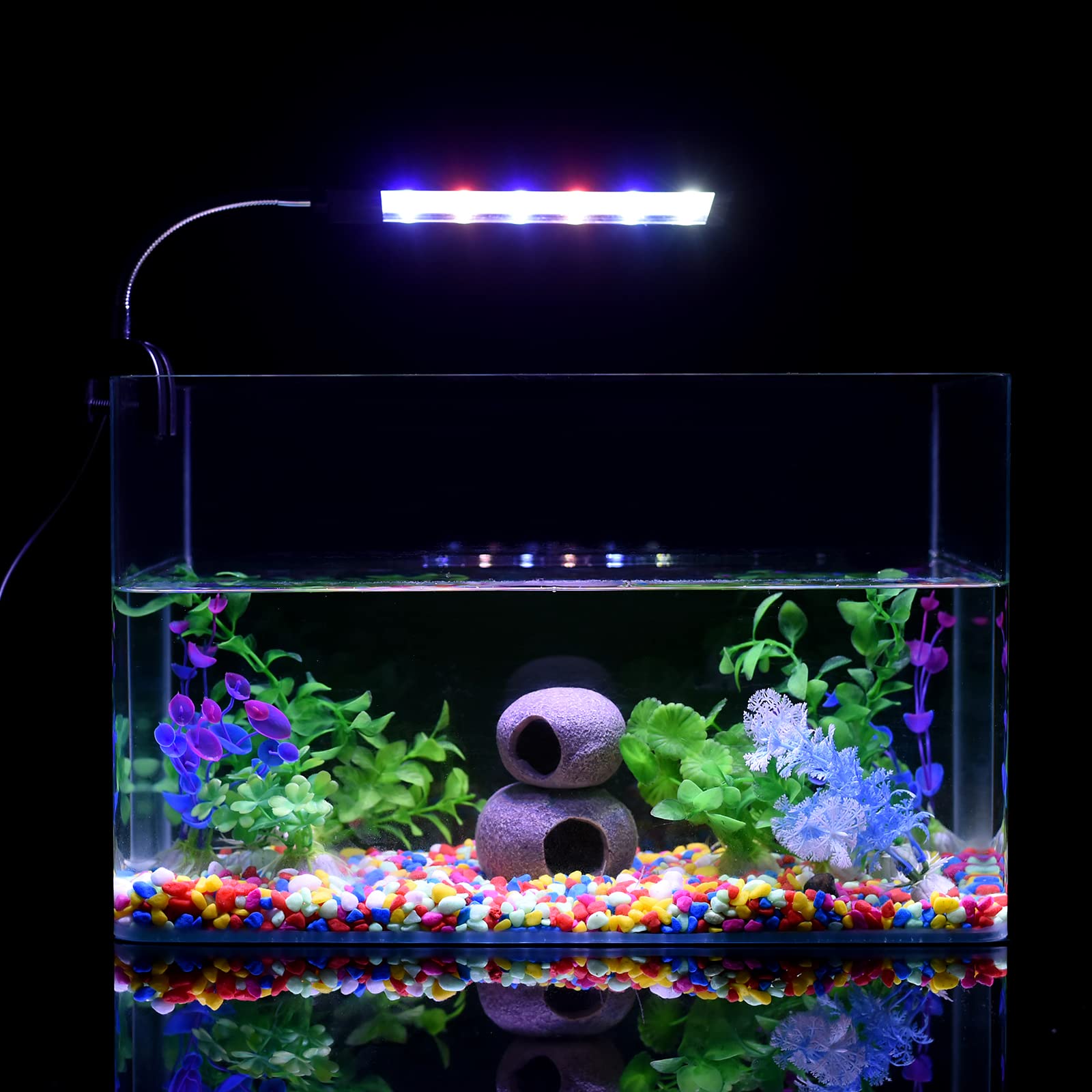 Aquarium Light For Fish Tank Clip On Led Fish Tank Light For 5 Gallon, Aquarium Light For Plants With Timer And Dimmer, White Blue Red Leds 7W
