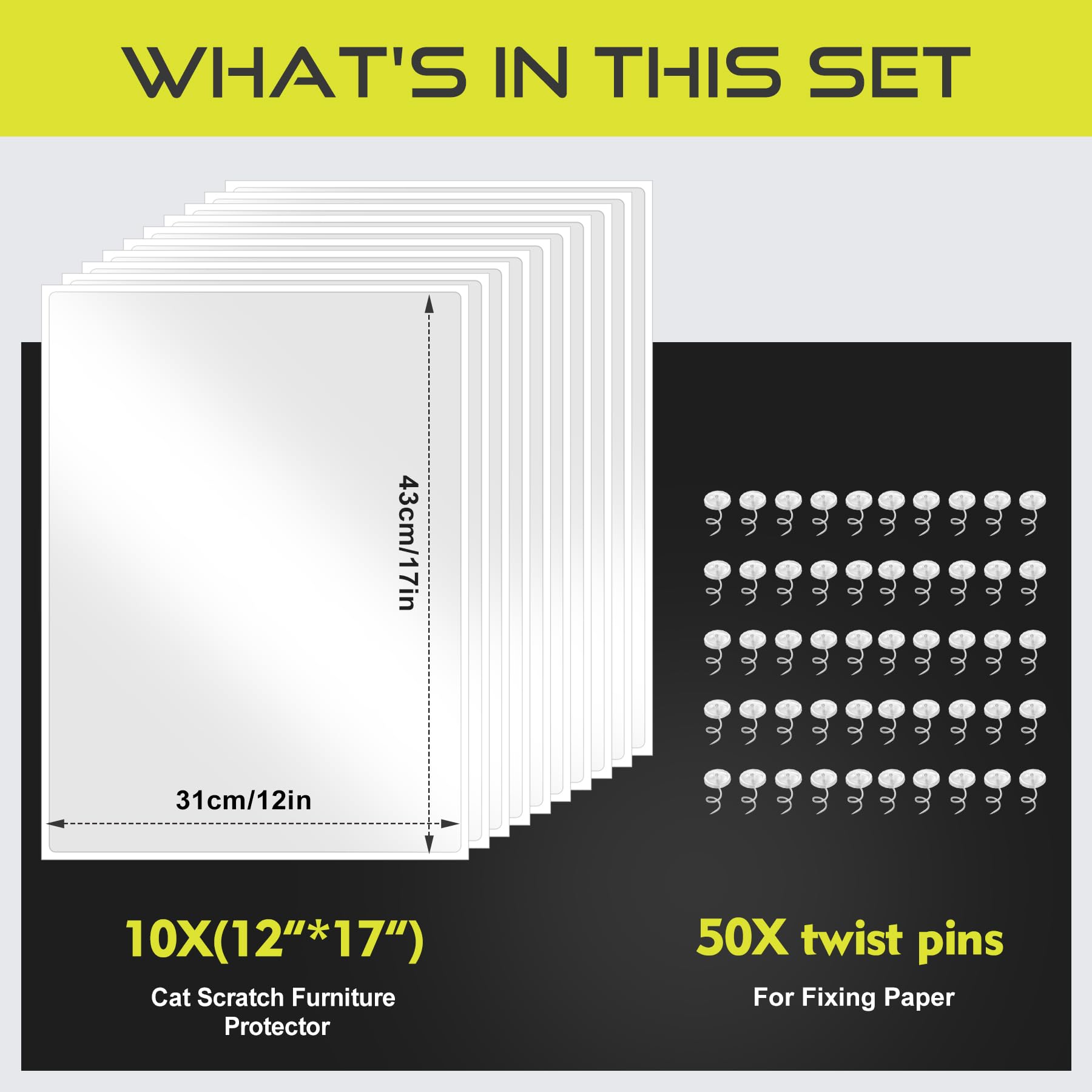 Anti Cat Scratch Furniture Protector, 10-Pack Couch Protector From Cat Claws For Sofa Corners, Walls & Doors - Heavy-Duty, Easy-