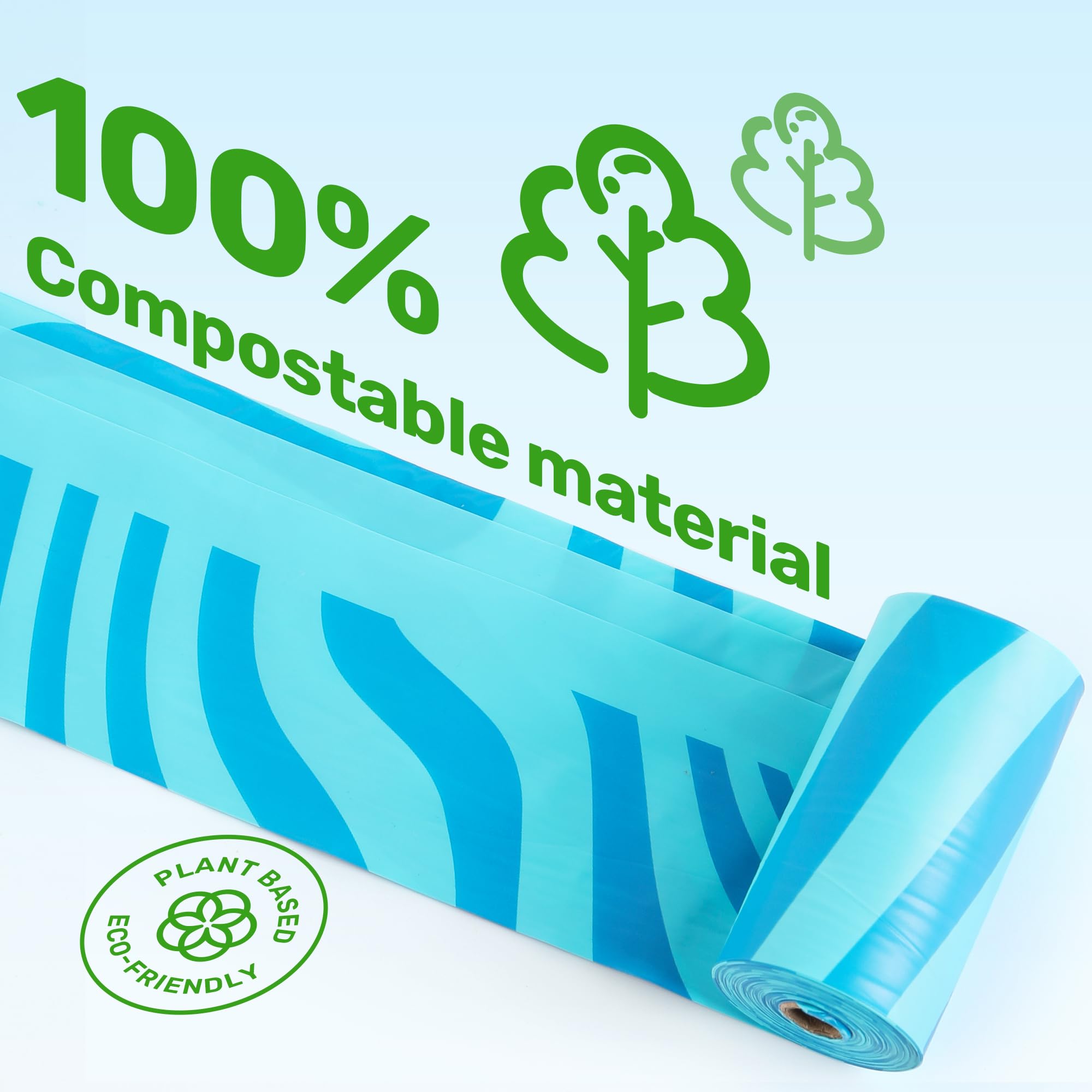 Fukumaru Compostable Dog Poop Bags, Astm D6400 Certified 120 Count - Light Ocean Scented, Leak-Proof & Easy-Twist Top With Blue