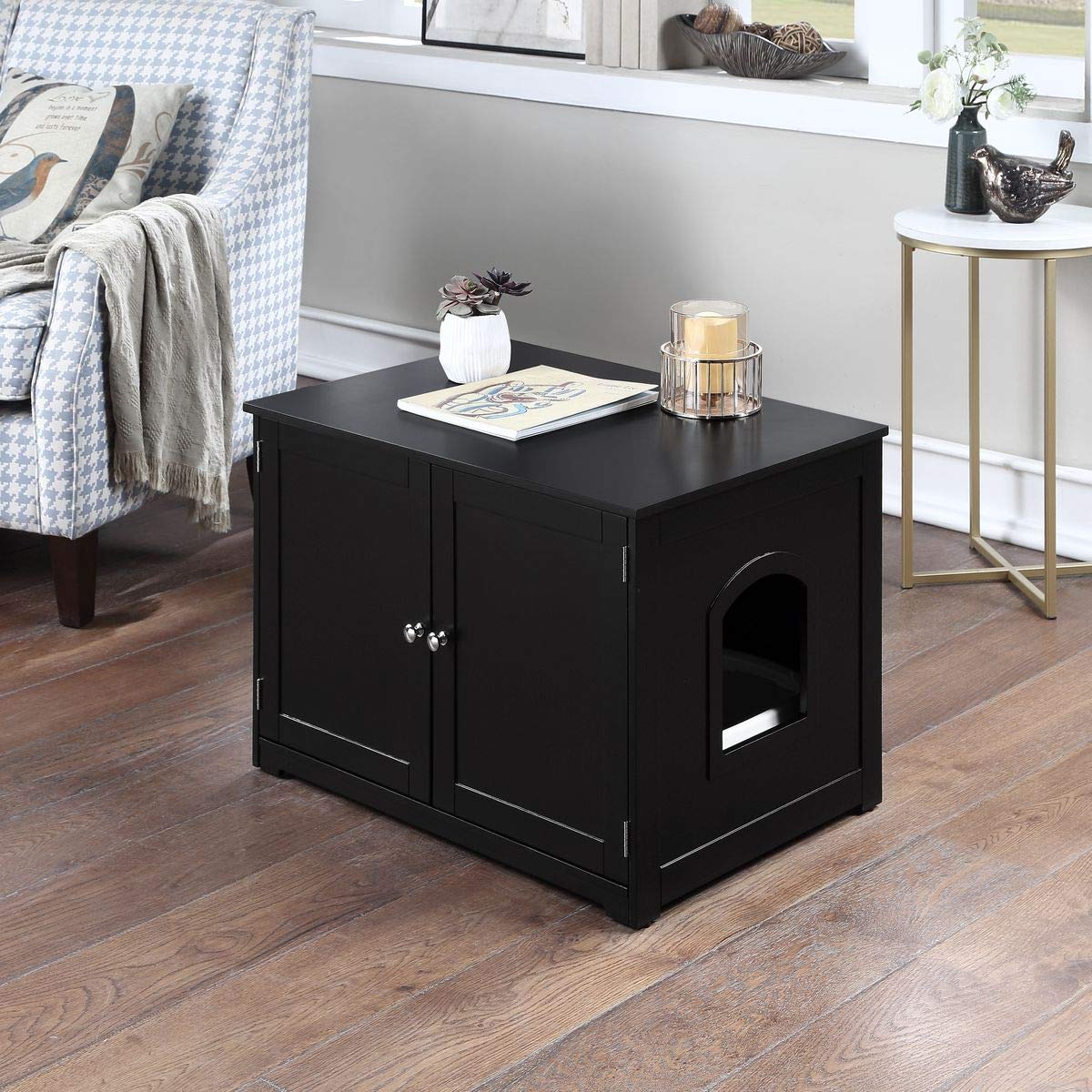 Zoovilla Merry Products Kitty Loo Cabinet Black Litter Enclosure