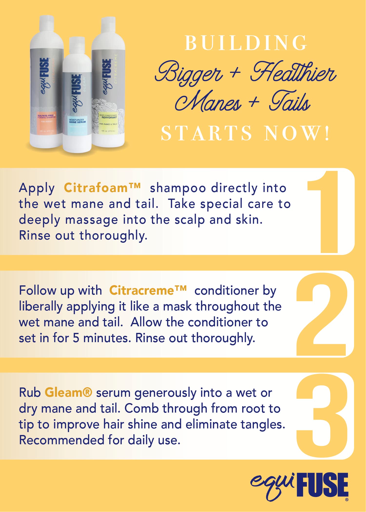 Equifuse Gleam Moisturizer + Shine Serum For Horses | Detangles Even The Unruliest Manes And Tails | Provides Long-Lasting Shine