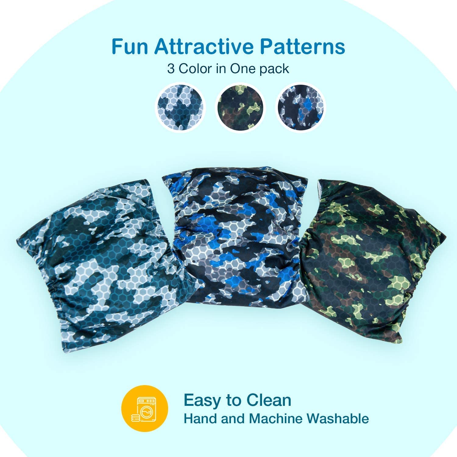 Pet Soft Washable Dog Diapers - Male Belly Bands, Large (14''-18''), 3 Pack, Army Color, Reusable and Comfortable for Your Dog