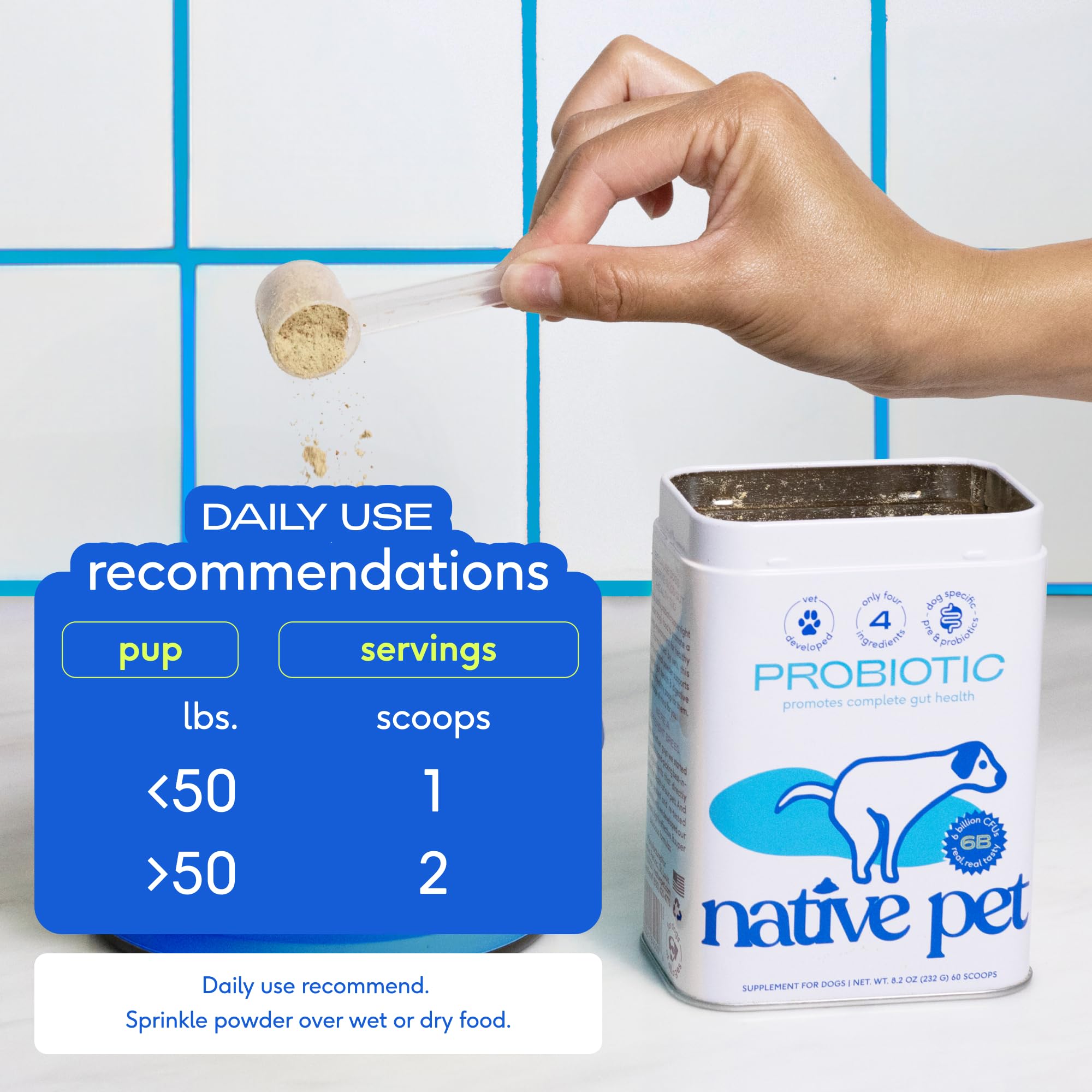 Native Pet Vet Created Probiotic Powder for Dogs Digestive Issues - Dog Probiotic Powder + Prebiotic + Bone Broth Powder - Gut H