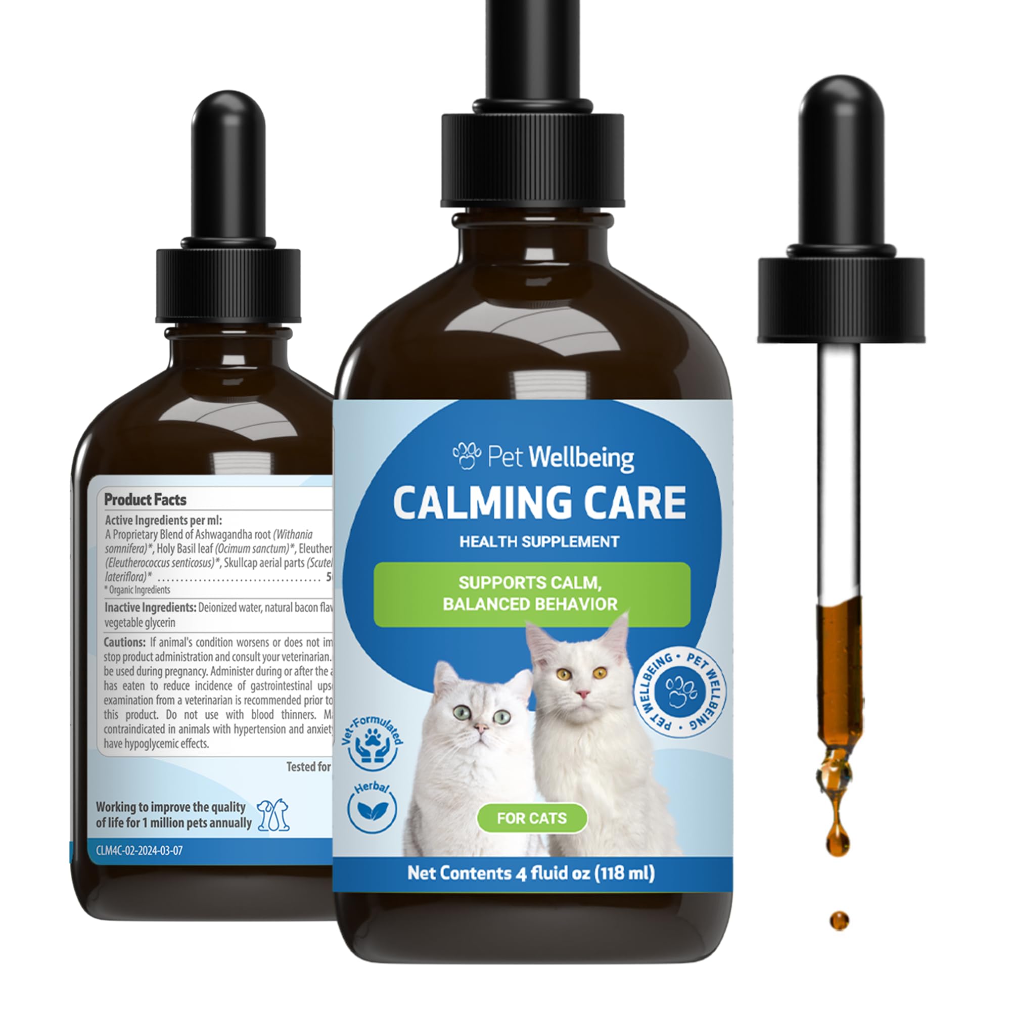 Pet Wellbeing Calming Care for Cats - Veterinarian-Formulated - Calm Support, Relaxed Nervous System, Emotional Balance, Adaptog