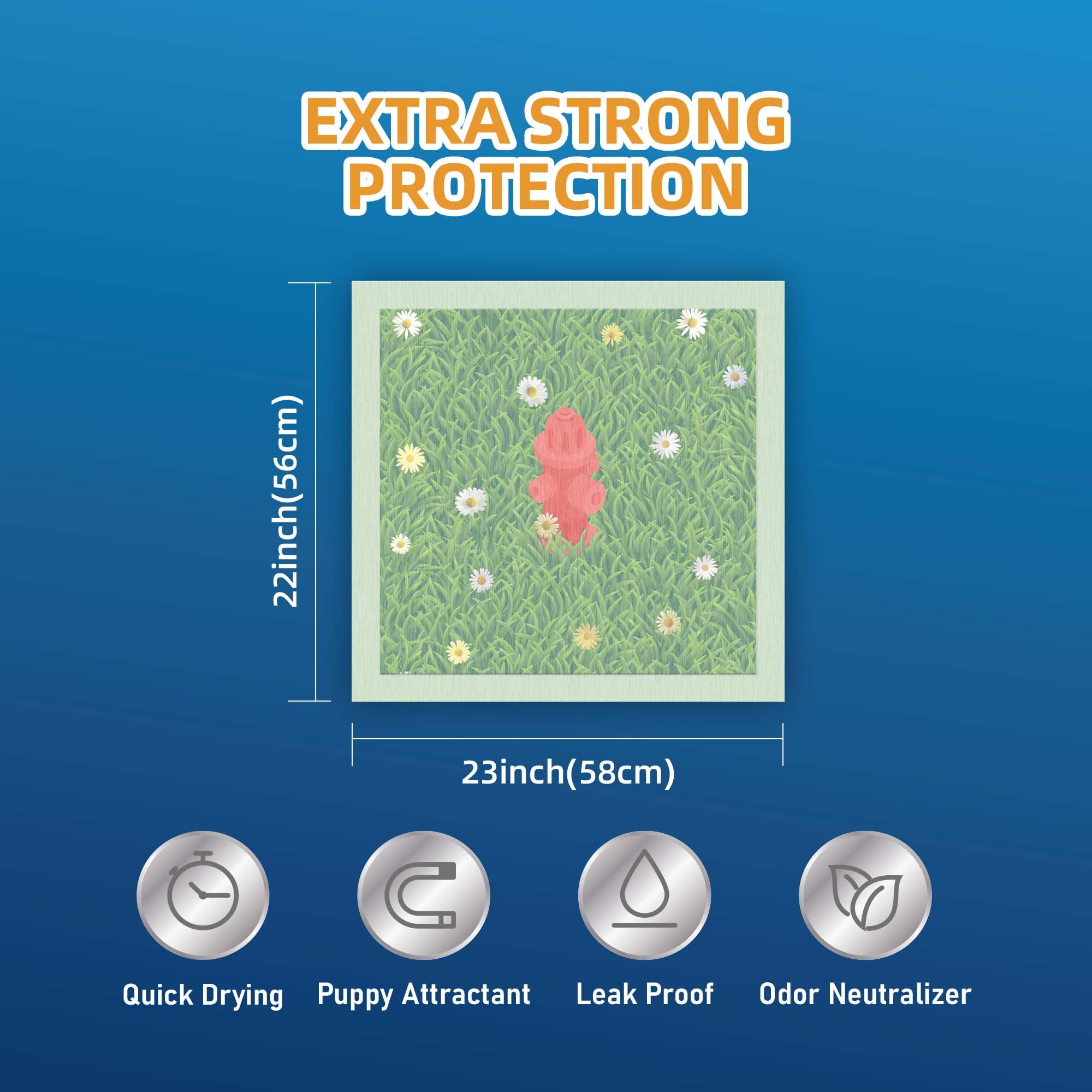 HONEY CARE Dog Training Pads with Grassfield & Fire Hydrant Printing?Eliminating Urine Odor Puppy Pads ? Premium Dog Pee Pads (1