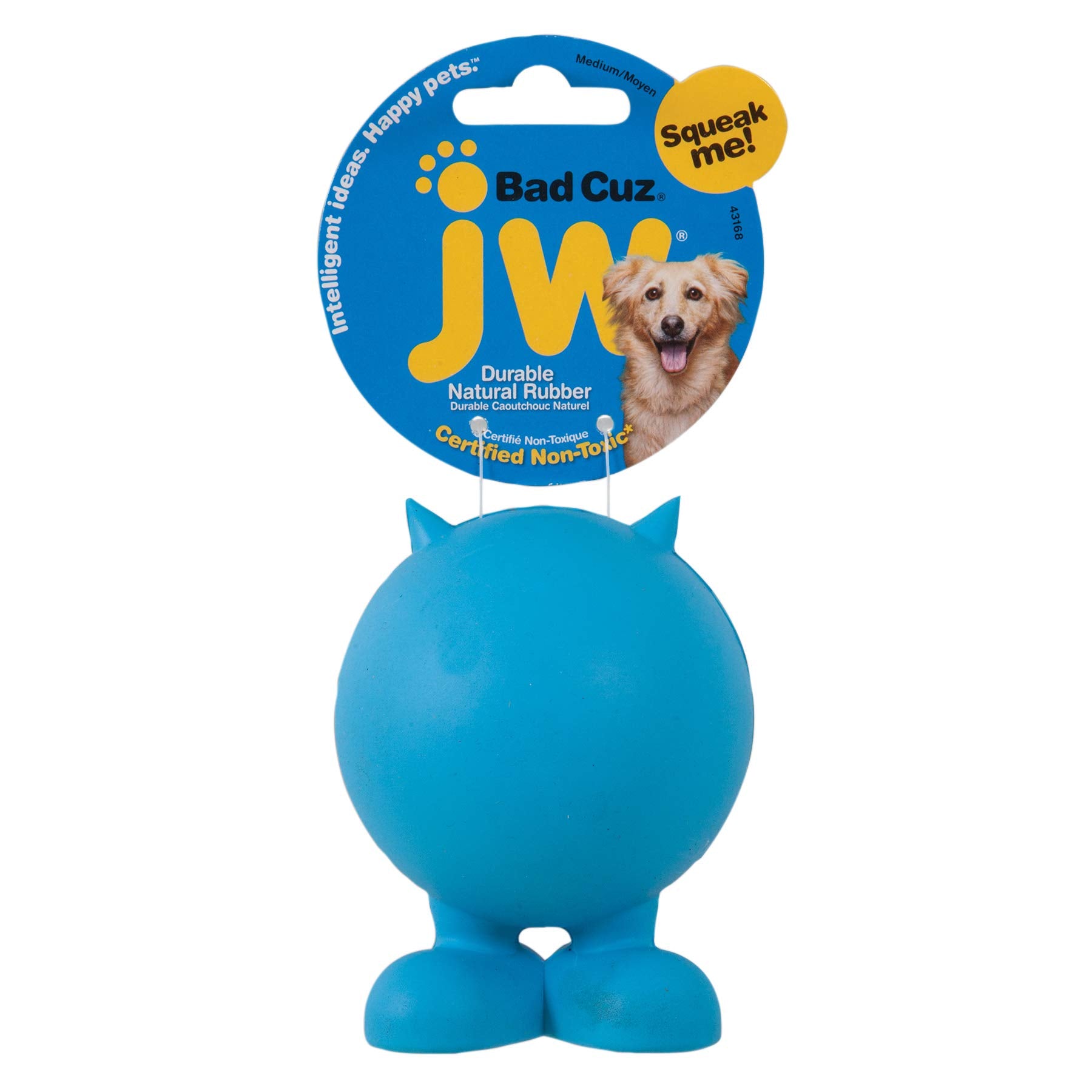 JW Pet Bad Cuz Squeaker Durable Natural Rubber Dog Toy