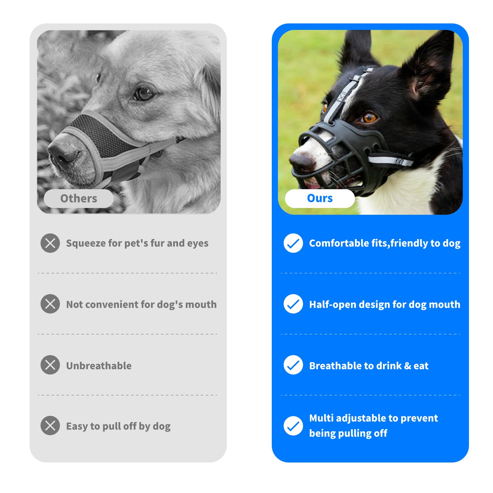 Dog Muzzle, Soft Basket Muzzle For Dogs, Dog Mouth Guard For Small Medium Large Dogs, Stop Biting, Chewing And Barking, Breathab