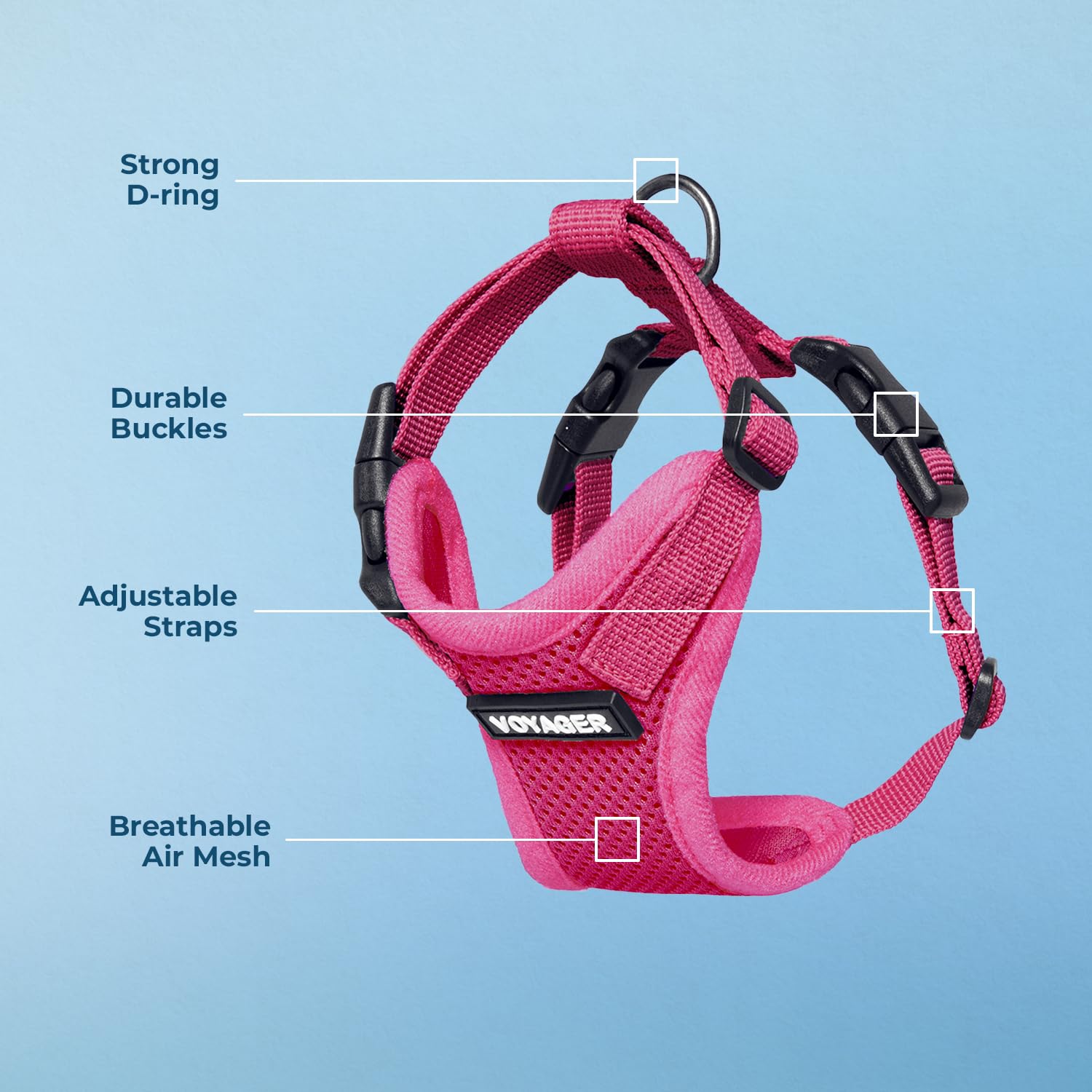 Voyager Step-in Pet Harness - All Weather Mesh, Adjustable Step in Harness for Cats and Dogs by Best Pet Supplies - Fuchsia, XS