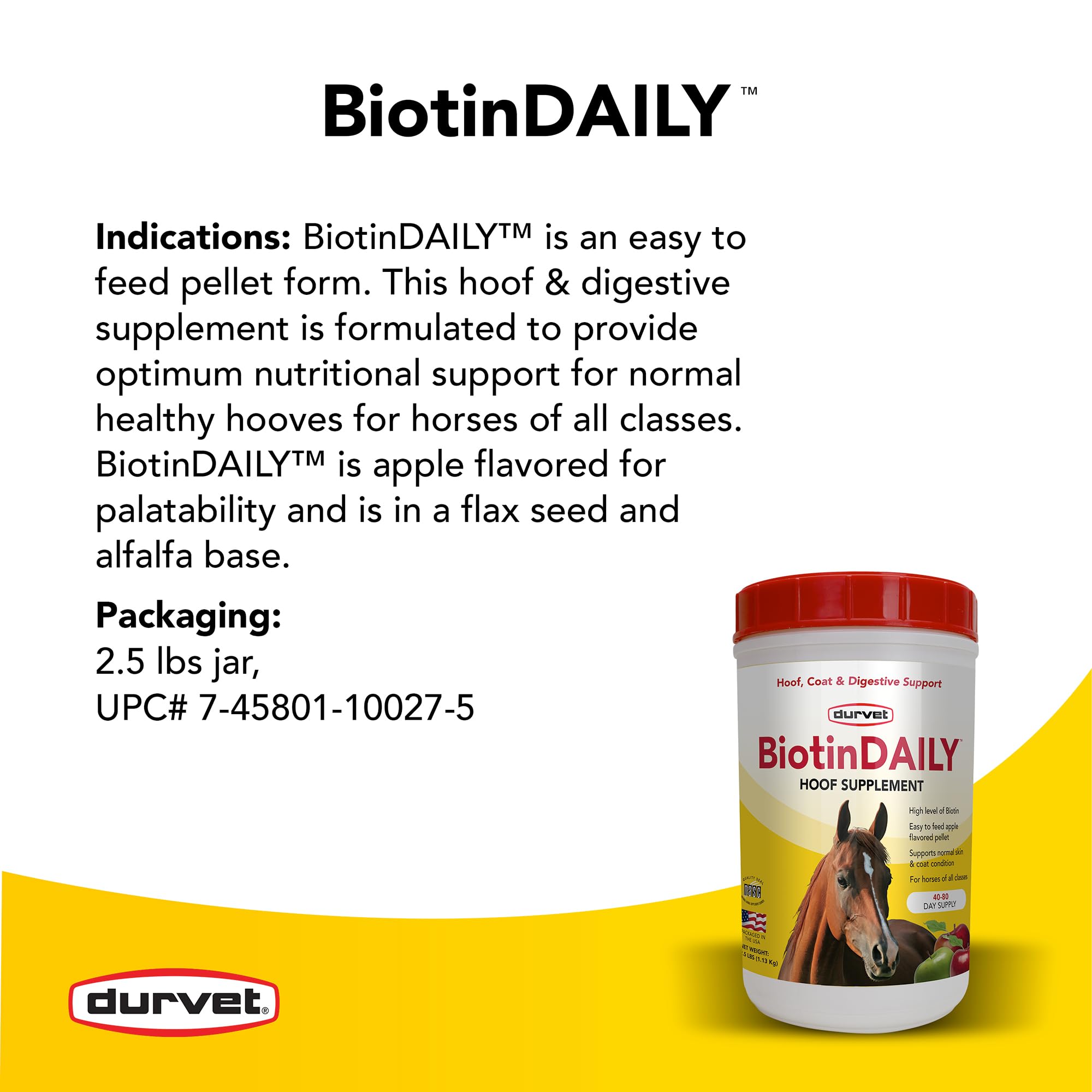 Durvet 01 0027 Biotin Daily Horse Hoof Care, 2.5 lb