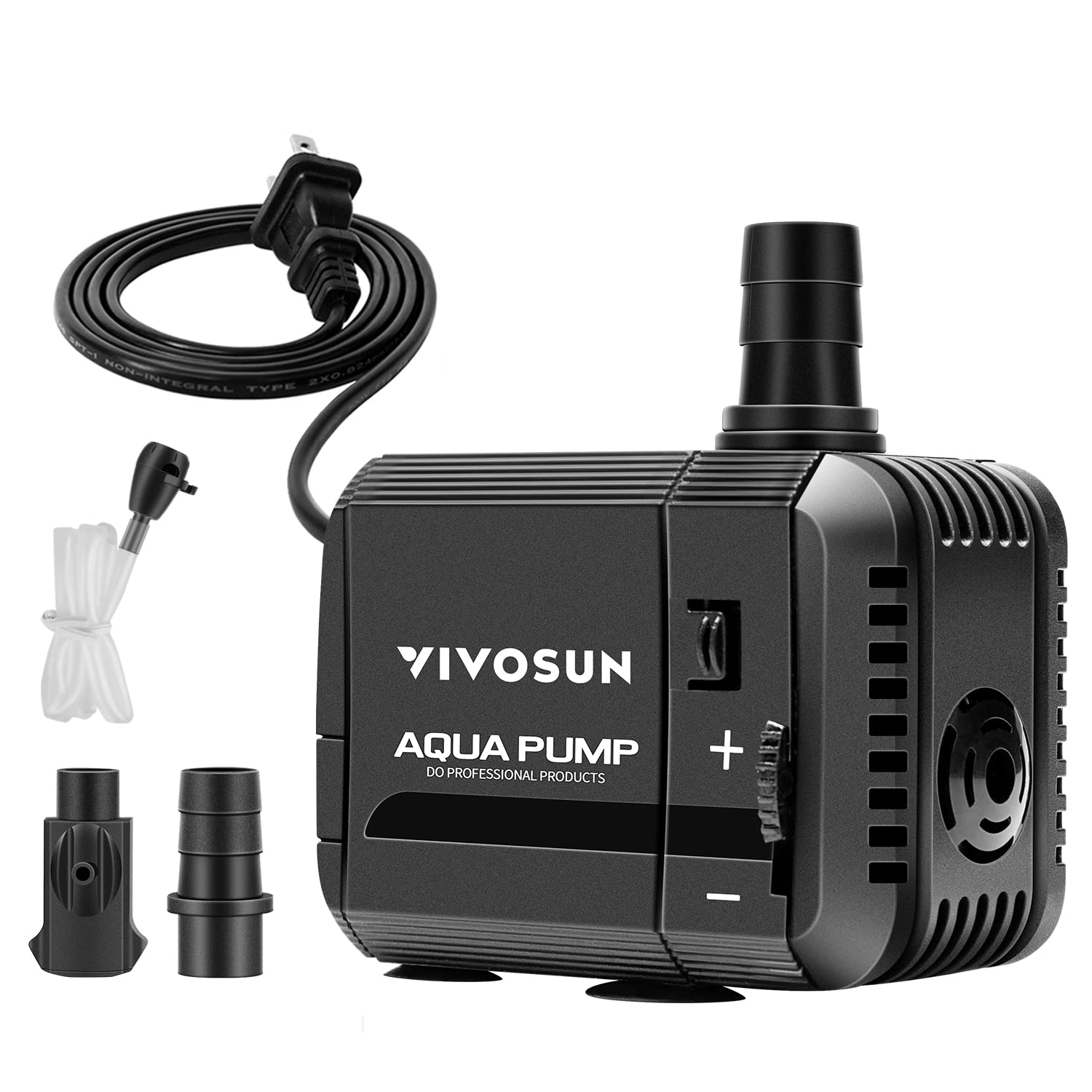 VIVOSUN 210GPH Submersible Pump(800L/H, 8W), Ultra Quiet Water Pump with 3.3ft High Lift, with 5ft Power Cord, 2 Nozzles for Fis