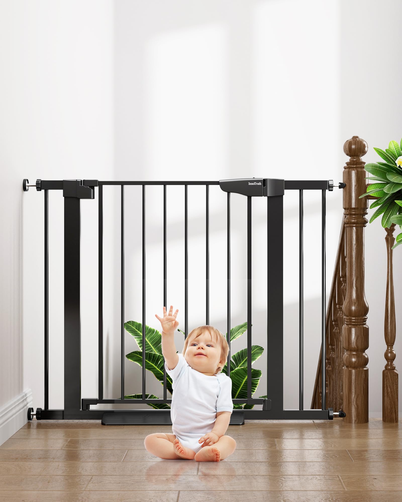 Cumbor 29.7-40.6' Baby Gate For Stairs, Mom'S Choice Awards Winner-Dog Gate For Doorways, Pressure Mounted Self Closing Pet Gates For Dogs Indoor, Durable Safety Child Gate With Easy Walk Thru Door