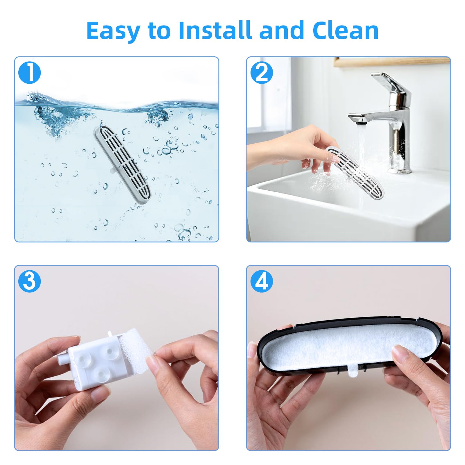 16 Pack Cat Water Fountain Filters-Cat Fountain Replacement Filters For Stainless Steel 108/3.2L Adjustable Water Flow Pet Water