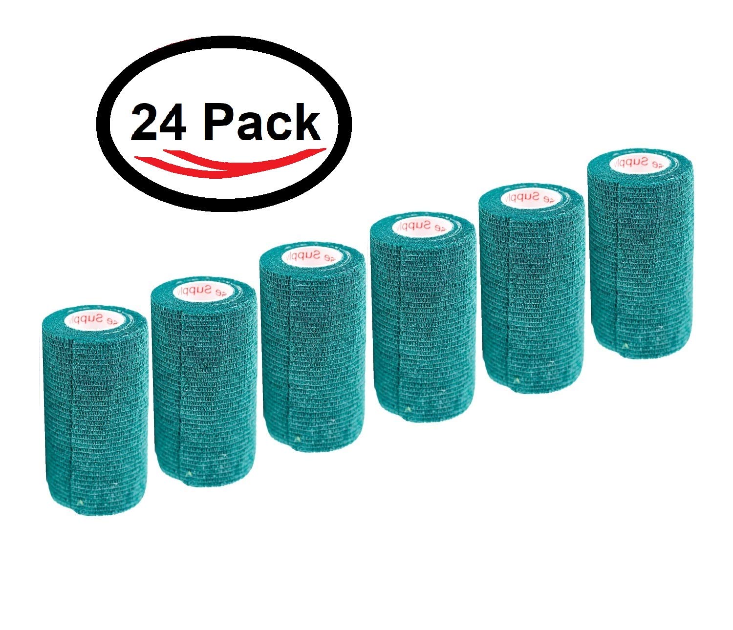 3 Inch Vet Wrap Tape Bulk (Hunter Green) (Pack of 24) Self Adhesive Adherent Adhering Flex Bandage Grip Roll for Dog Cat Pet Hor