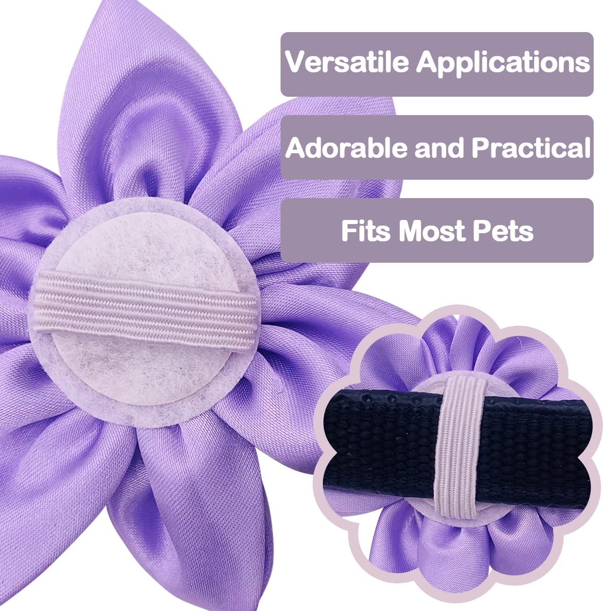Pet Show 4Pcs 3.5' Small Dog Collar Flowers Pearl Cat Slides Bow Ties Adjustable Floral Collar Attachment For Puppy Girls Decor