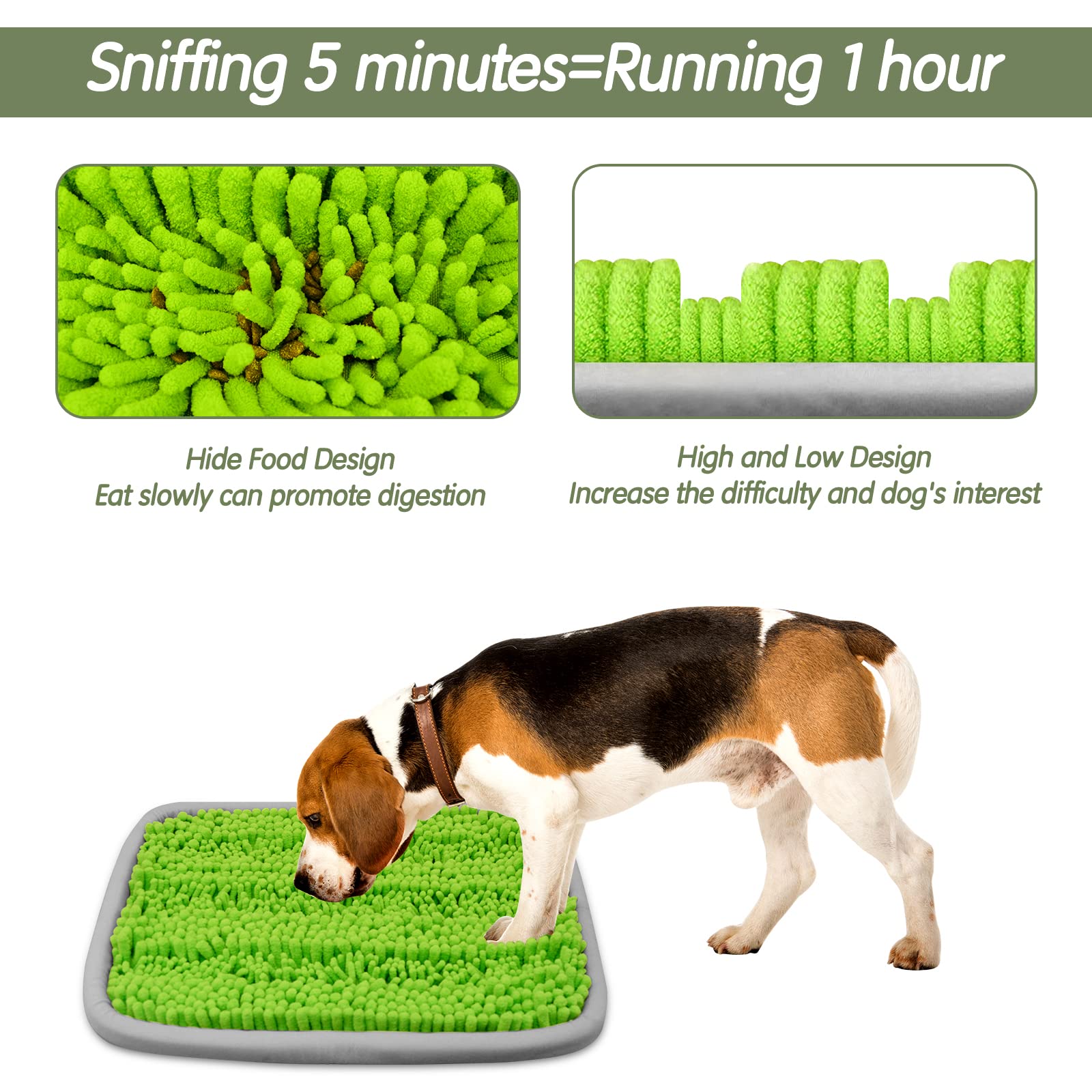 Bakumon Snuffle Mat for Dogs 21x16Inch Interactive Sniff Mats for Large Medium Small Breed Dog Pet,Snuffle Bowl Mat Nosework Tra