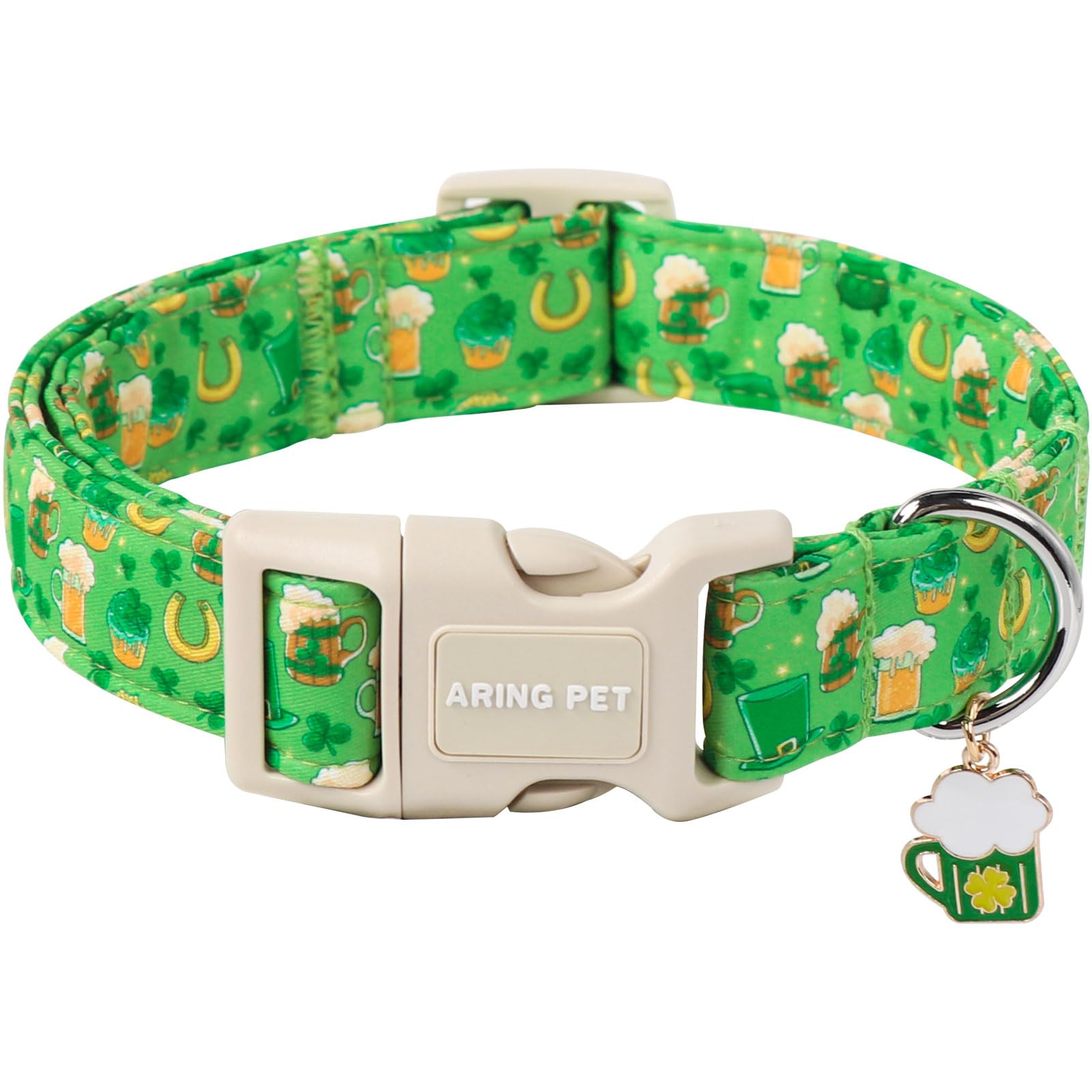 Aring Pet St Patrick'S Day Dog Collar-Green Lucky Clovers Dog Collars, Adjustable Shamrock Pet Collars Trefoil Puppy Collar Gift