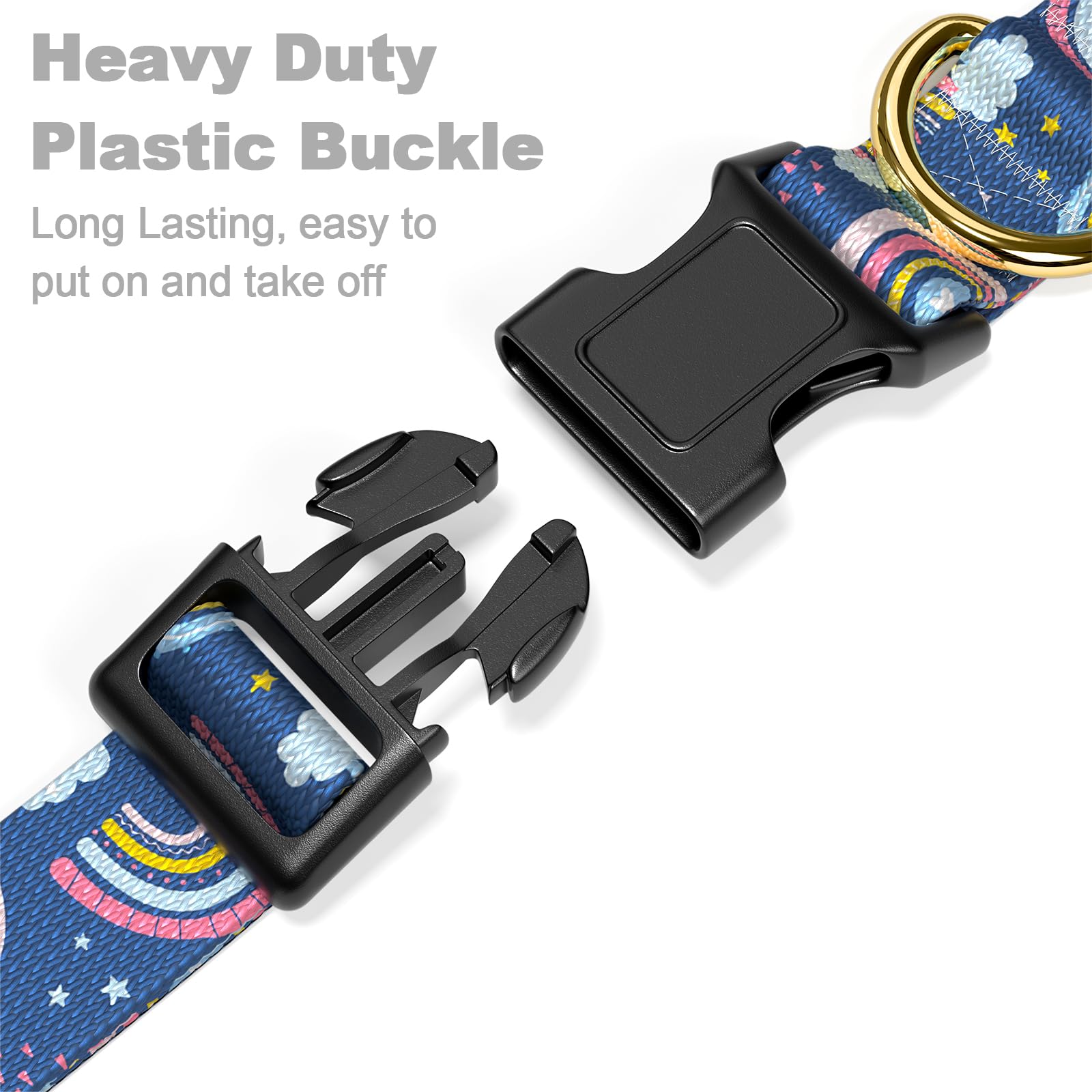 Rnivvi Dog Collar For Large Dogs, Cute Heavy Duty Adjustable Puppy Collar With Quick Release Buckle For Girl & Female, Pet Acces