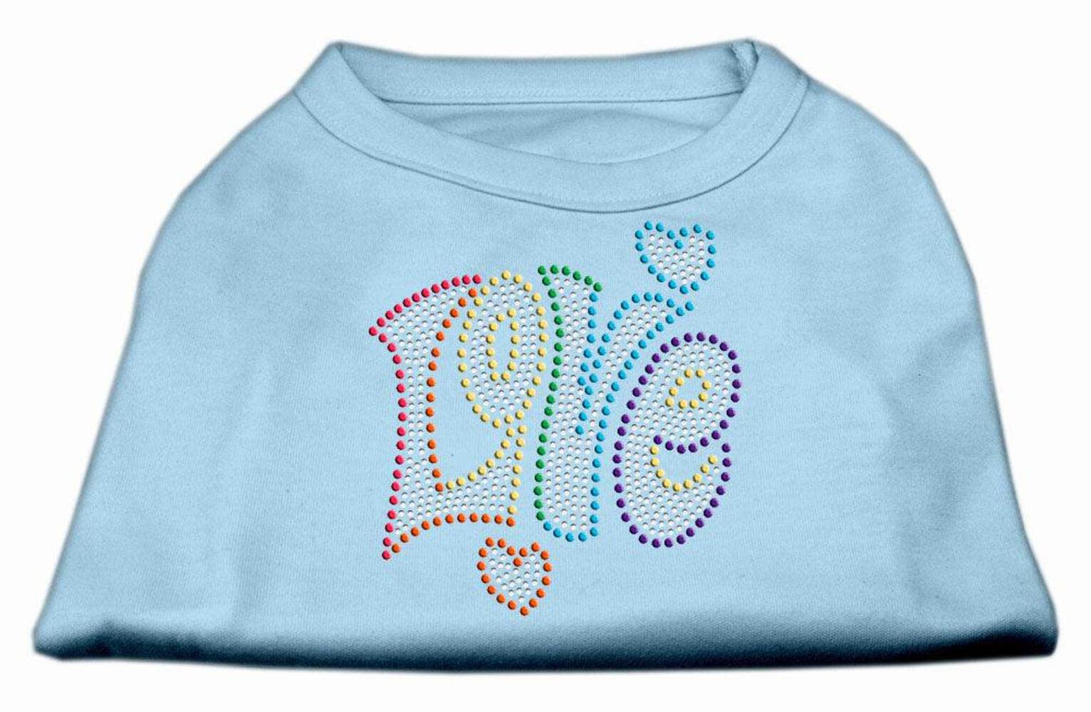 Pet Dog & Cat Shirt Rhinestone, 'Technicolor Love' Aqua Md (6-10 Lbs.)
