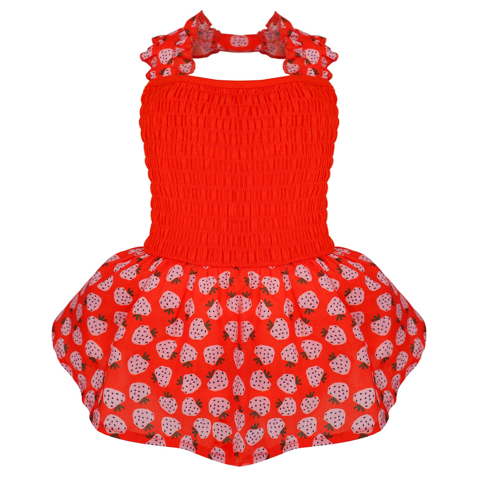 Kyeese Dog Dress Red Dog Skirt For Small Dogs With Strawberry Pattern Doggie Sundress Dog Apparel