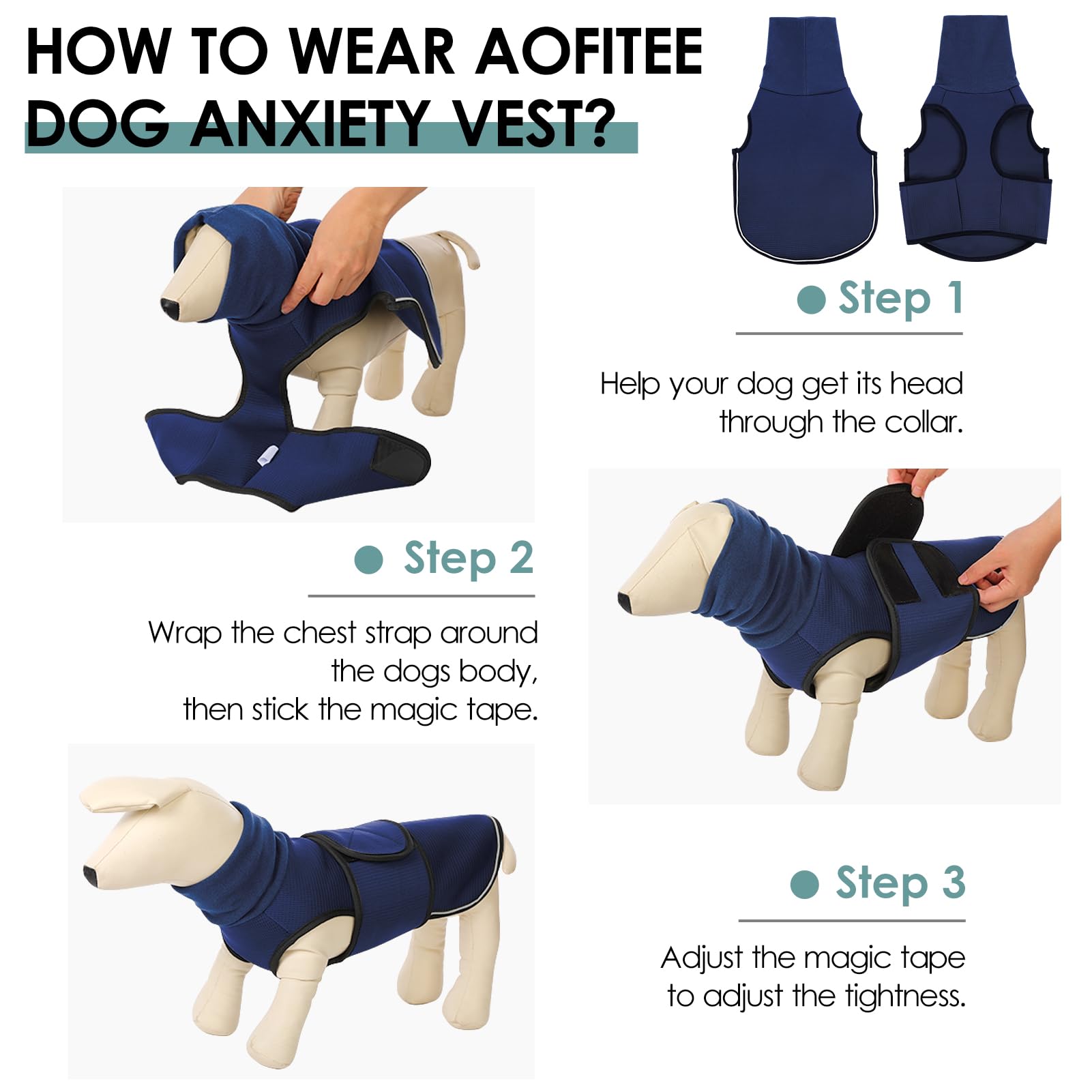 Aofitee Dog Anxiety Calming Hoodie - Thunder & Noise Block Dog Jacket For Fireworks, Travel & Separation Anxiety, Breathable Ear
