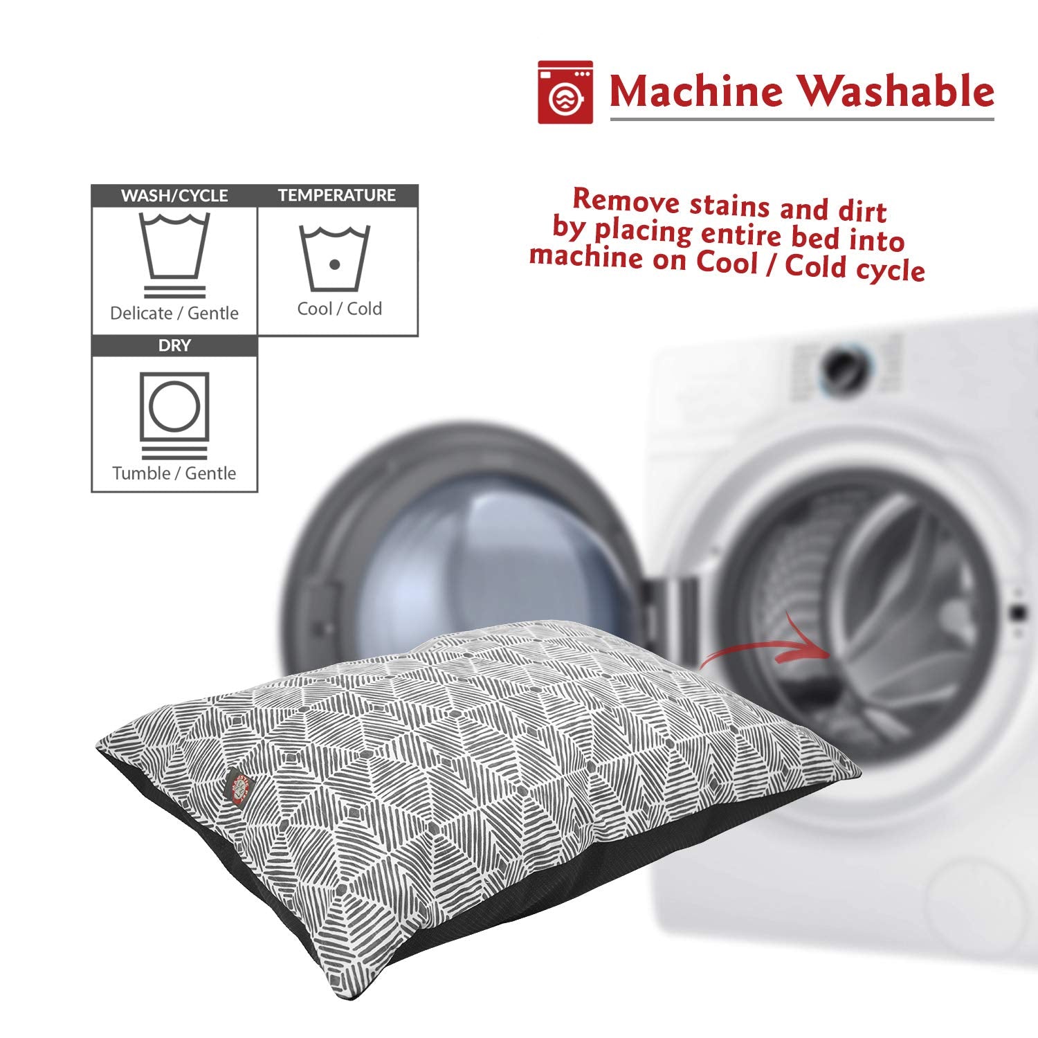 Majestic Pet Large Dog Bed - Washable Super Comfy Non-Slip Crate Bed - Dog Kennel Sleeping Mat - 46 x 35 Inch - Charlie Gray