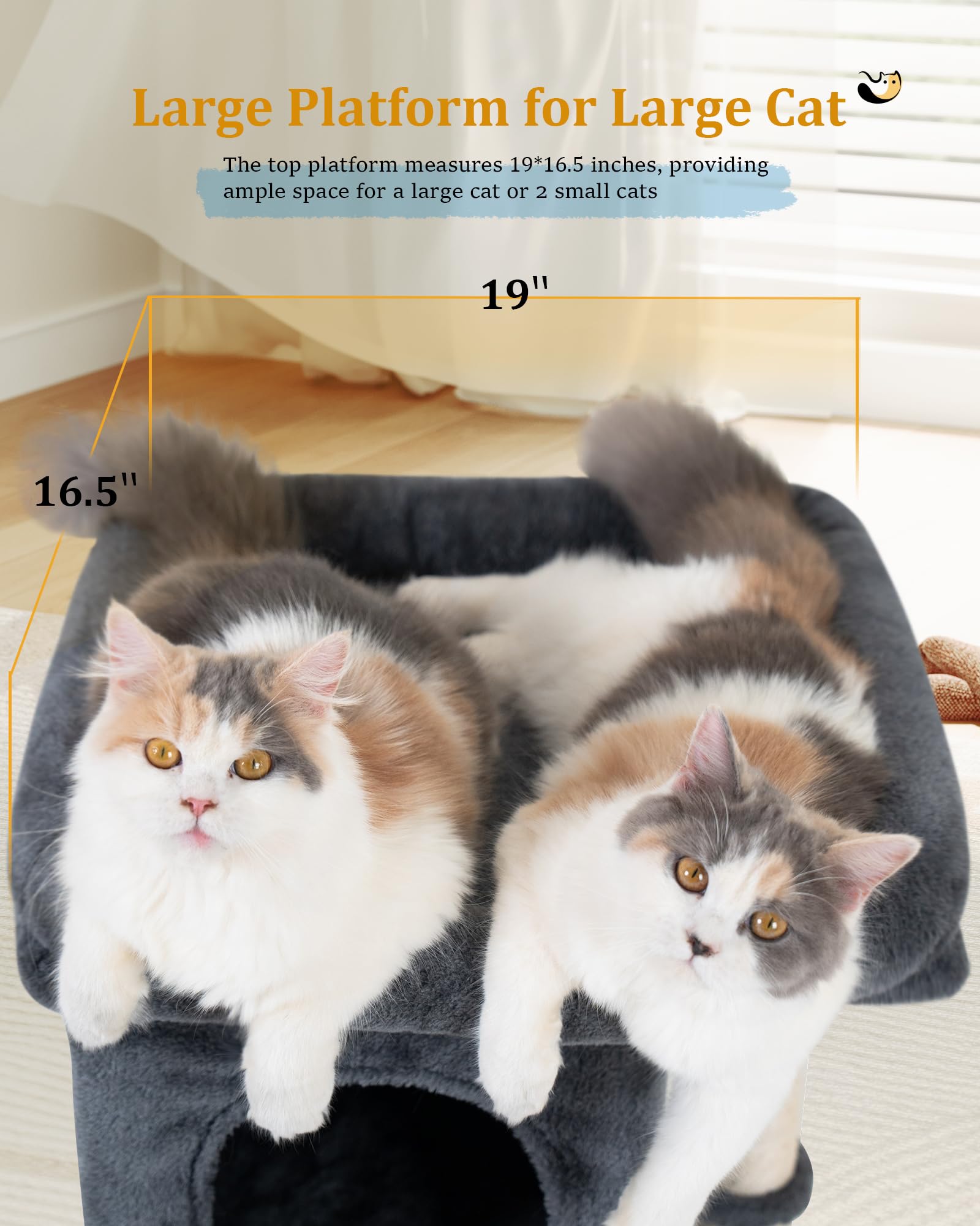 Aechonow 24In Cat Tree Tower With Scratching Post, 19 * 16.5In Window Perch For Large Cats, 2 Cat Condo Cubbies For Indoor Kitte