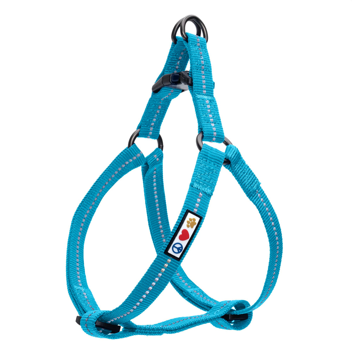 Pawtitas Recycled Dog Harness With Reflective Stitched A Puppy Harness Made From Plastic Bottles Collected From Oceans Extra Small Teal Turquoise Wave