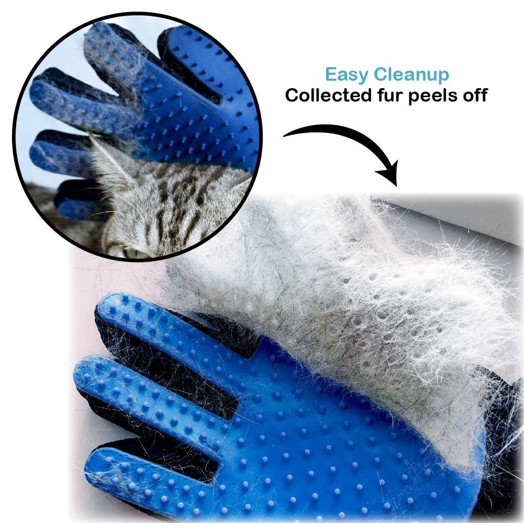 Pets First Dog Grooming Gloves Best Professional Deshedding, Brushing, Cleaning Mitt Tool for Small, Medium or Large Dogs & Cats
