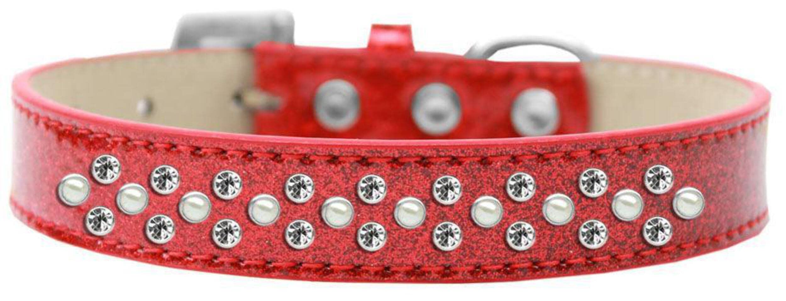 Mirage Pet Products Sprinkles Ice Cream Dog Collar with Pearl and Clear Crystals, Size 16, Pink