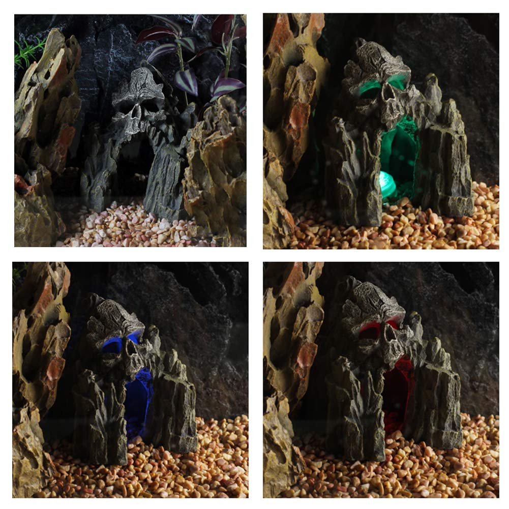 Ehc Skull Mountain Aquarium Ornament Fish Tank Decorations Small Terrain Scenery Decorations For Reptile Wargaming