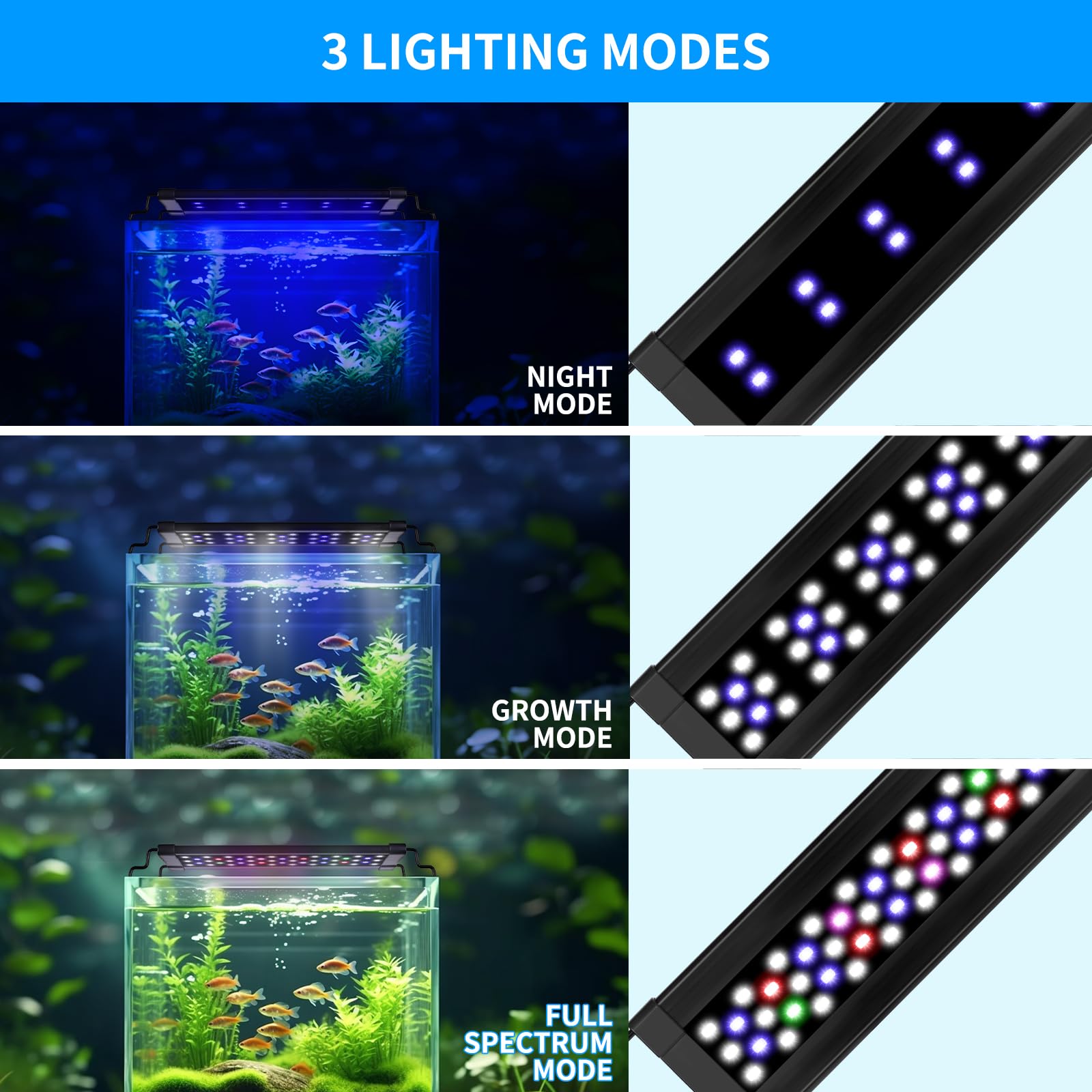 Zingbabu USB Aquarium Light,10W Full Spectrum Fish Tank Lights with Timer, Adjustable Extendable Bracket for 12-20 Inch Aquarium