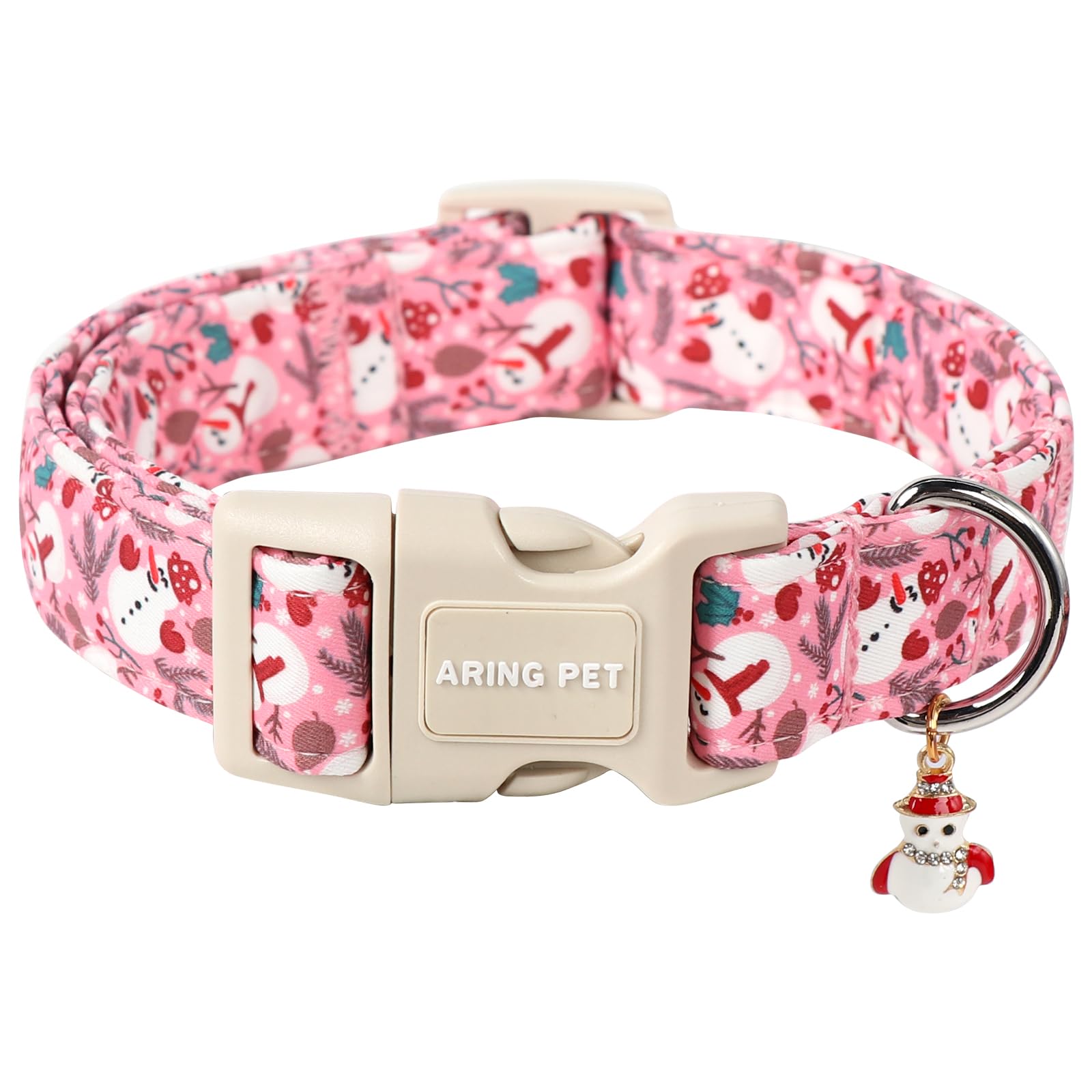 Aring Pet Christmas Dog Collar-Cute Pink Snowman Dog Collars, Adjustable Christmas Pet Collars Puppy Collar With Quick Release B