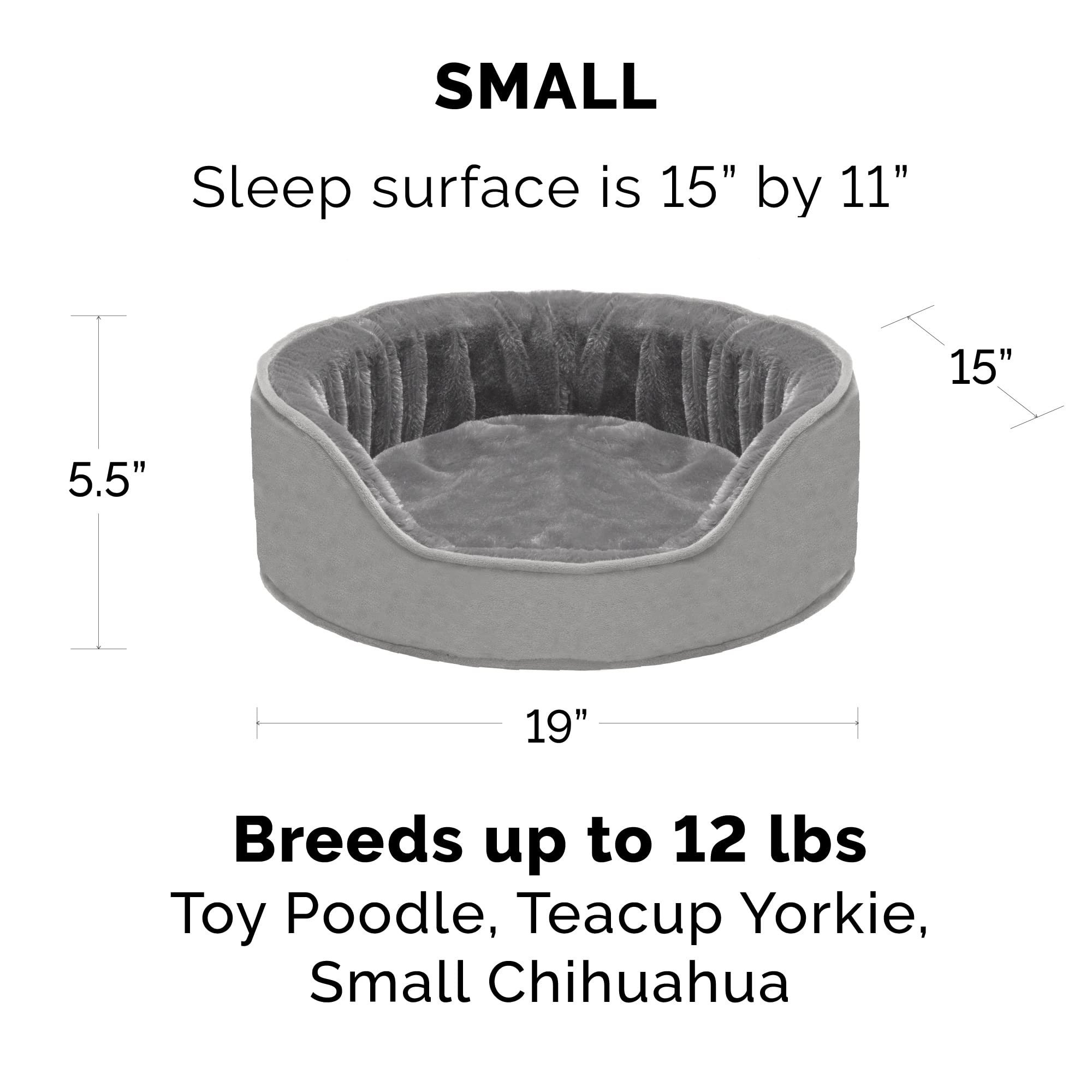 Furhaven Orthopedic Dog Bed For Small Dogs W/ Removable Washable Cover, For Dogs Up To 12 Lbs - Plush & Velvet Oval Lounger - Sm