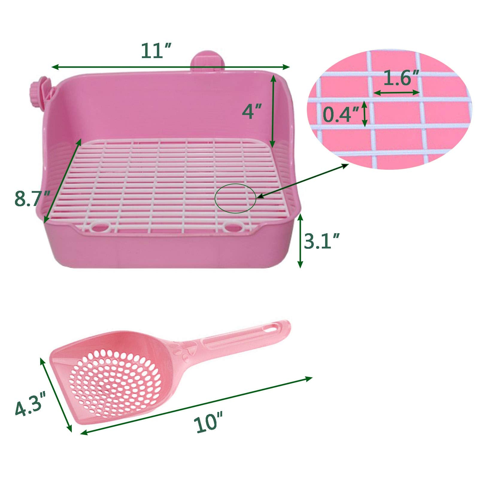 Hamiledyi Rabbit Litter Box, Plastic Rectangular Cage Toilet, Bunny Potty Trainer Corner, Small Pets Bedding Litter Box For Chinchilla Guinea Pig Ferret Hedgehog (Pink)