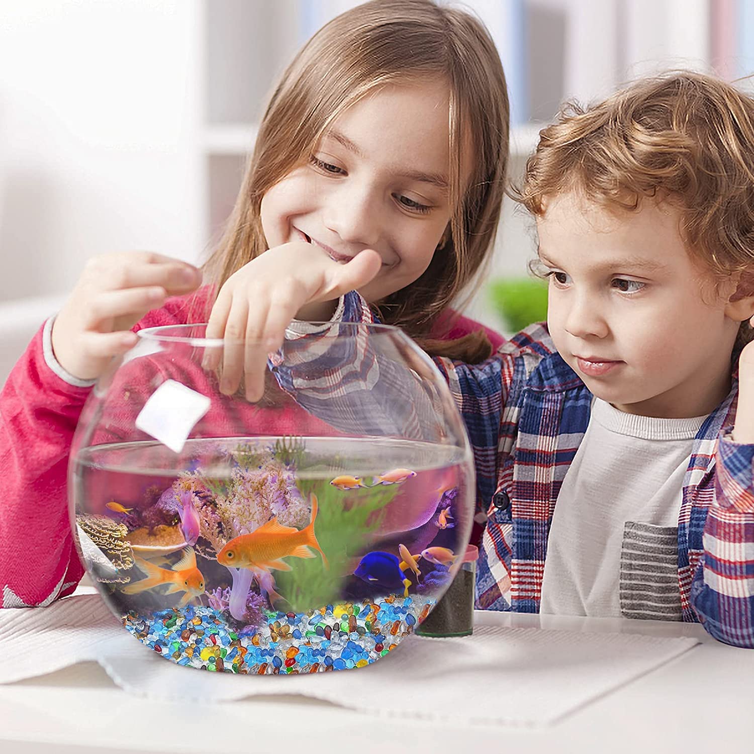 Keedolla 3 Lb Glass Fish Tank Gravel Aquarium Fish Tank Stones, Betta Fish Bowl Rocks Gems Marbles Pebbles Gravel For Aquarium, Fish Tank, Vase Fillers, Succulent Plants Decor - Rainbow
